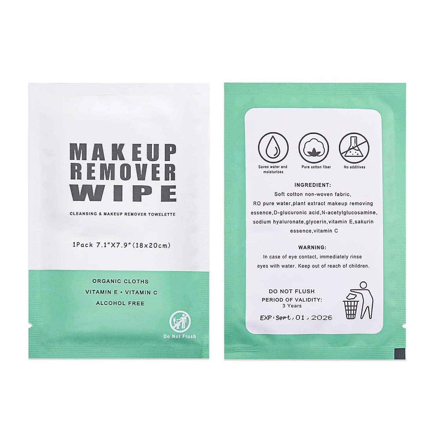 Gisdo 100 pcs Disposable Skin Cleansing Wipes, Individual Wrapped, Safe, Convenient, Lightweight, Remove Makeup(Green) - Image 3