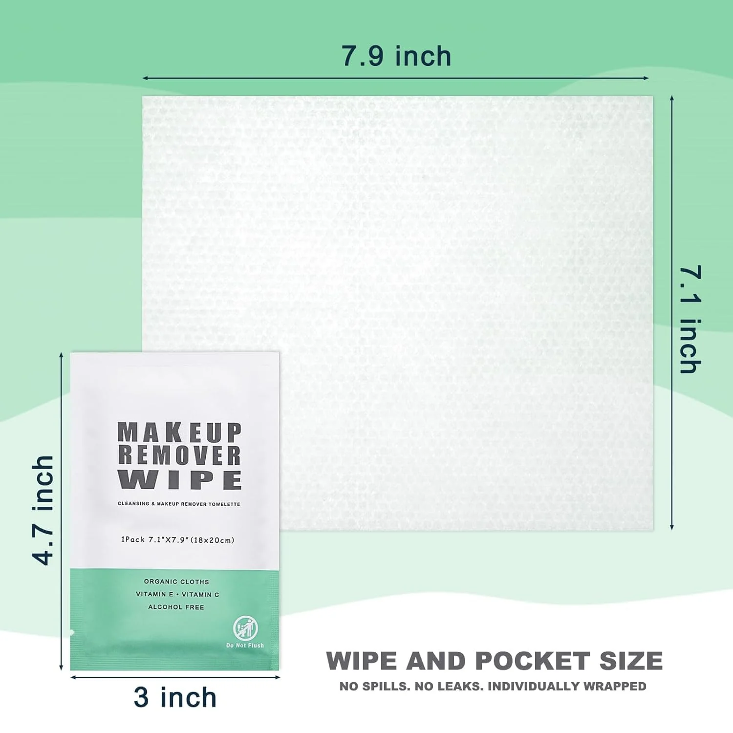 Gisdo 100 pcs Disposable Skin Cleansing Wipes, Individual Wrapped, Safe, Convenient, Lightweight, Remove Makeup(Green) - Image 6