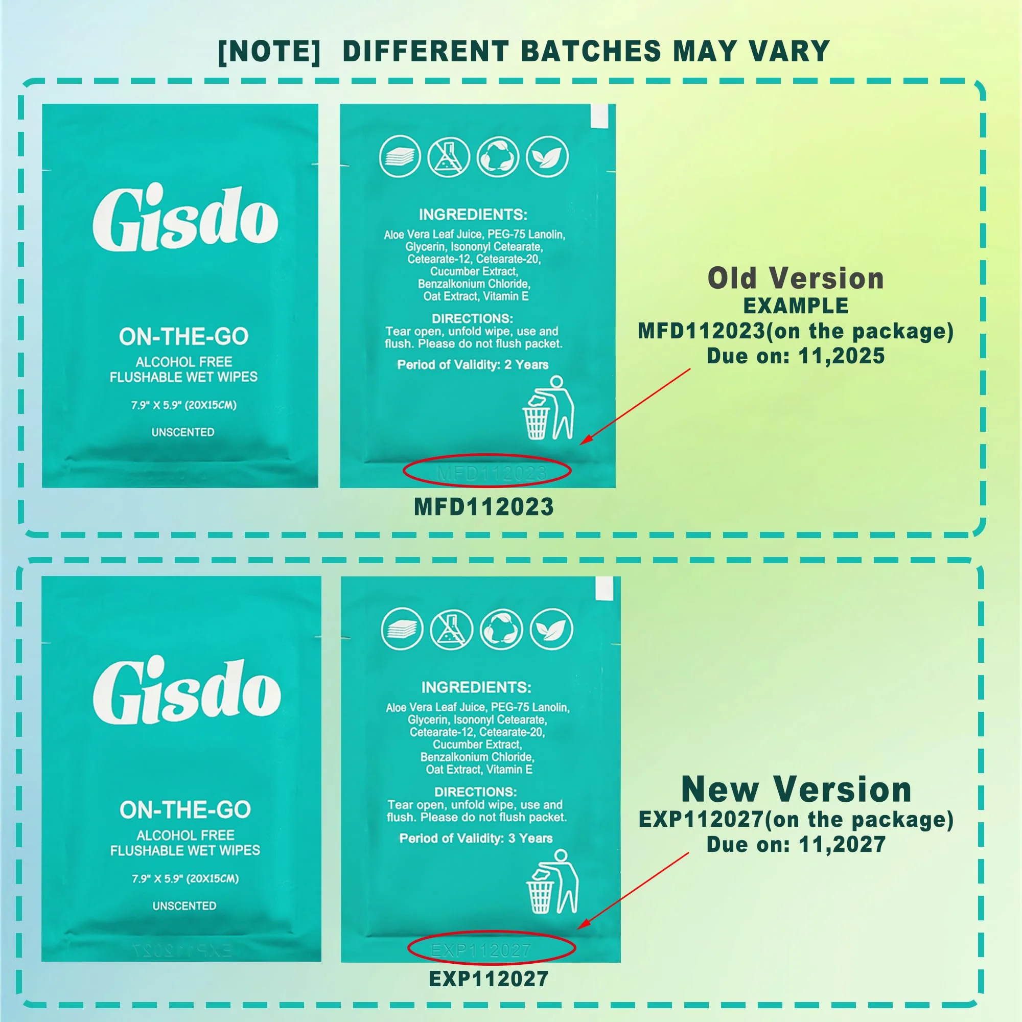 Gisdo 100 Pcs Flushable Wet Wipes Individually Wrapped Travel Unscented Wet Wipes Flushable Toilet Tissue for Butt, Hands, Face Cleaning, Portable Size, Ideal for Daily Use - Image 2
