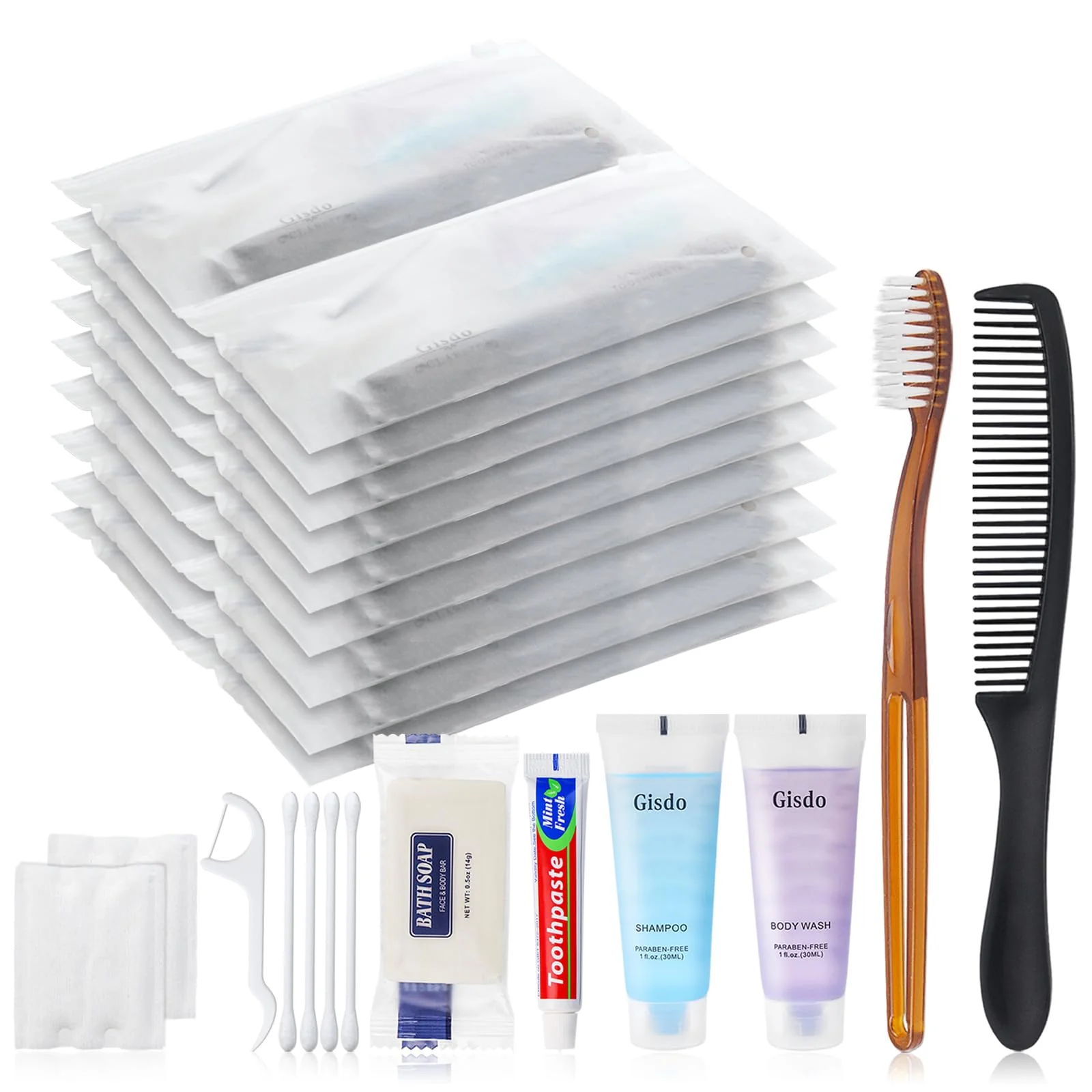 Gisdo 50-Pack Toiletry Kits - Personal Hygiene & Travel Kit for Men, Women & Charity - Disposable, Bulk Homeless Care Package Supplies - Image 2