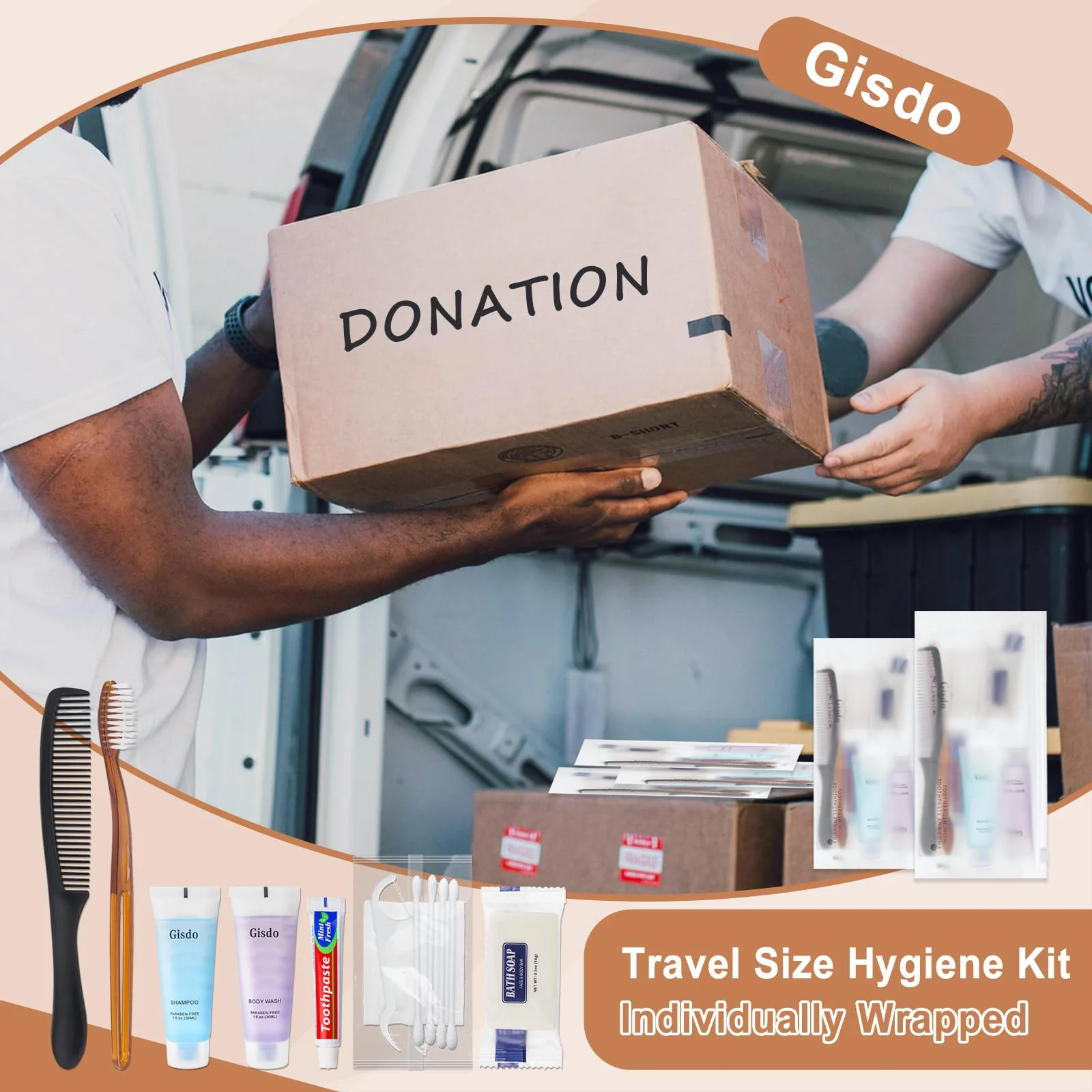 Gisdo 50-Pack Toiletry Kits - Personal Hygiene & Travel Kit for Men, Women & Charity - Disposable, Bulk Homeless Care Package Supplies - Image 5