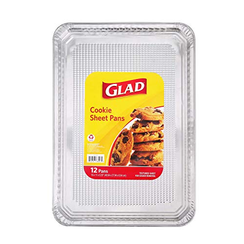 Glad Disposable Bakeware Aluminum Rectangular Cookie Sheets for Baking and Roasting, 12 Count-16" x 11" x 0.25" - Textured, Made from Aluminum - Baking Sheets, Baking Pans, Foil Cookie Sheet - Image 5