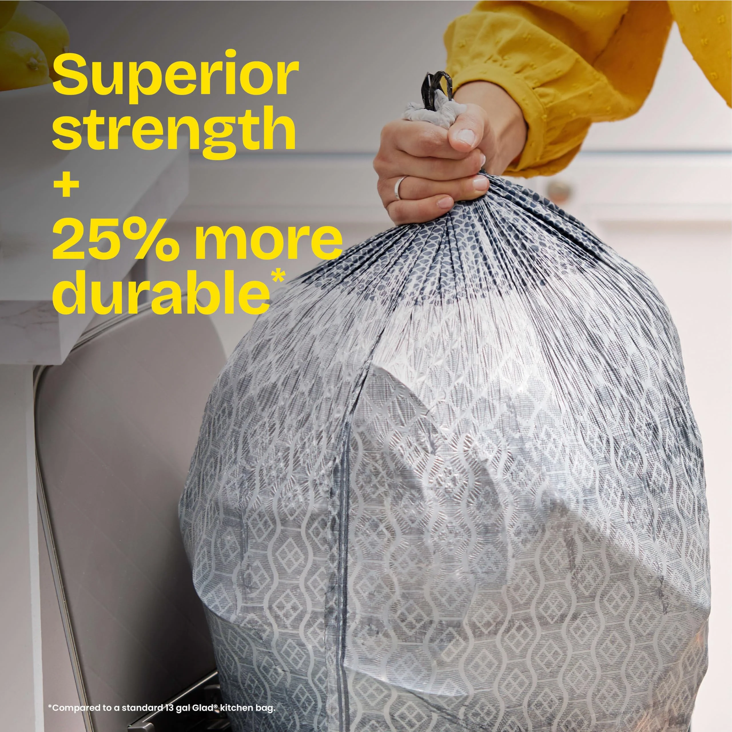 Glad ForceFlex MaxStrength XL Kitchen Trash Bags, 20 Gal, Fresh Clean, 80 Ct (Package May Vary) - Image 5