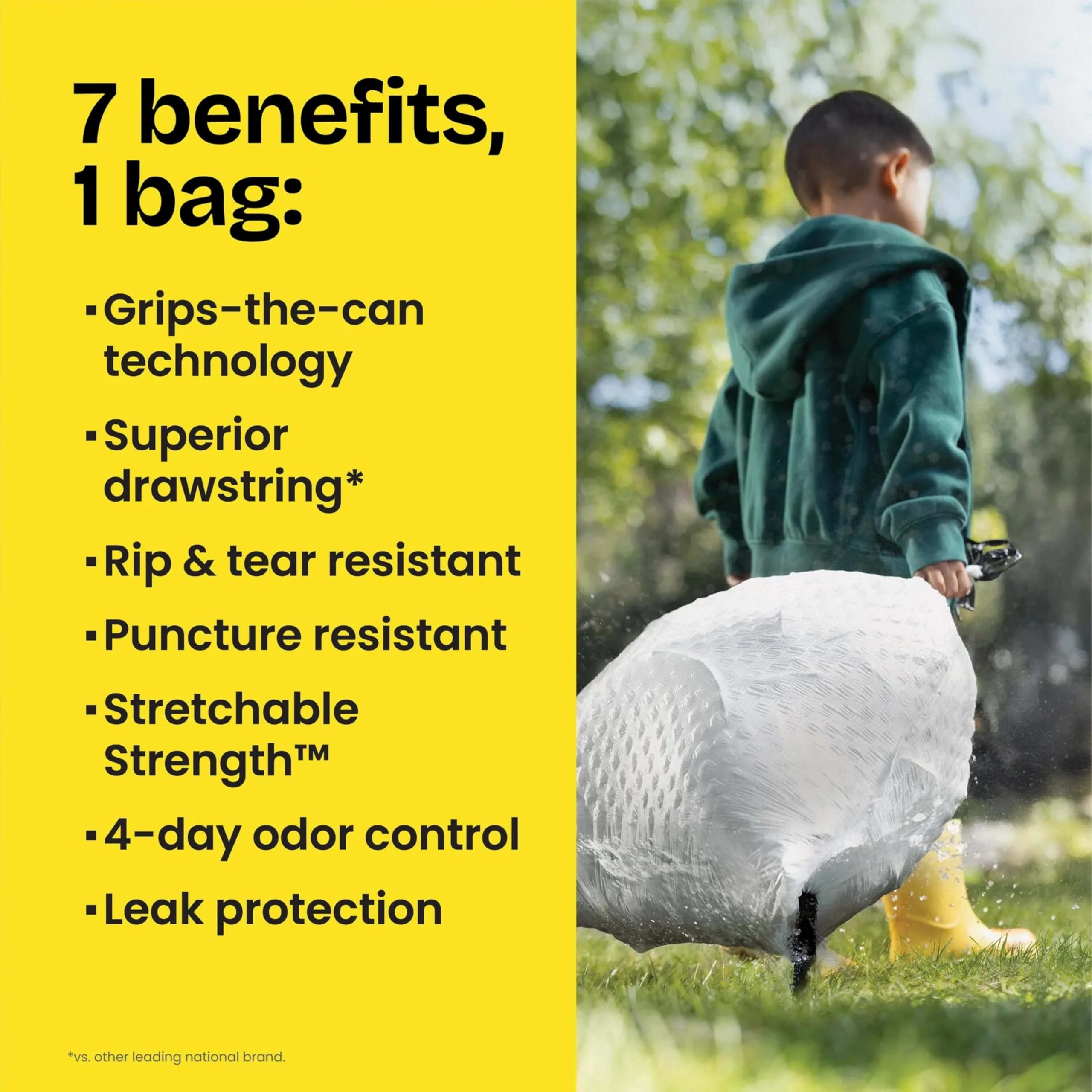 Glad Tall Kitchen Drawstring Trash Bags - Odorshield 13 Gallon White Trash Bag, Febreze Fresh Clean, 110 Count - Image 5