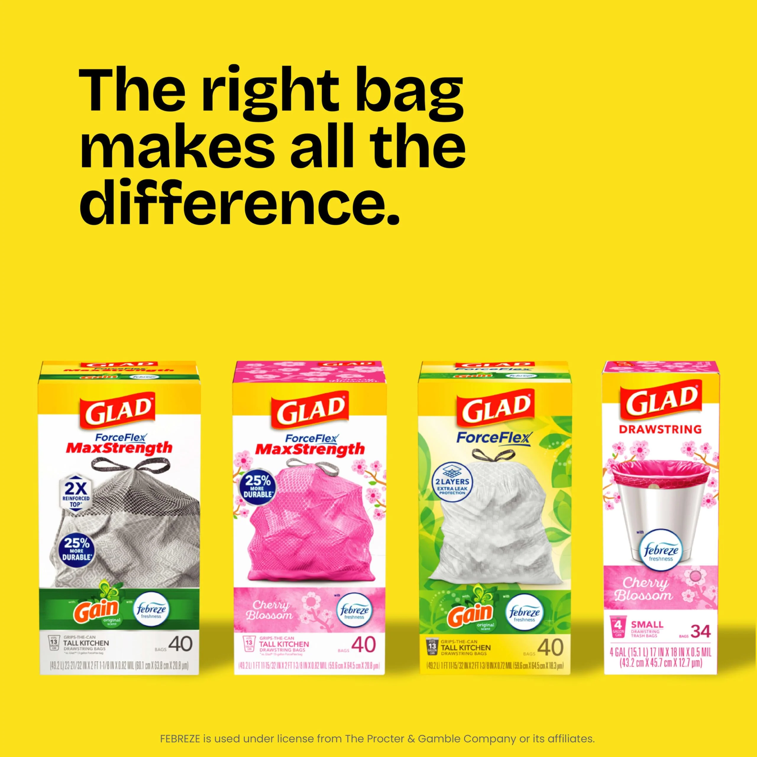 Glad Tall Kitchen Drawstring Trash Bags - Odorshield 13 Gallon White Trash Bag, Febreze Fresh Clean, 110 Count - Image 9