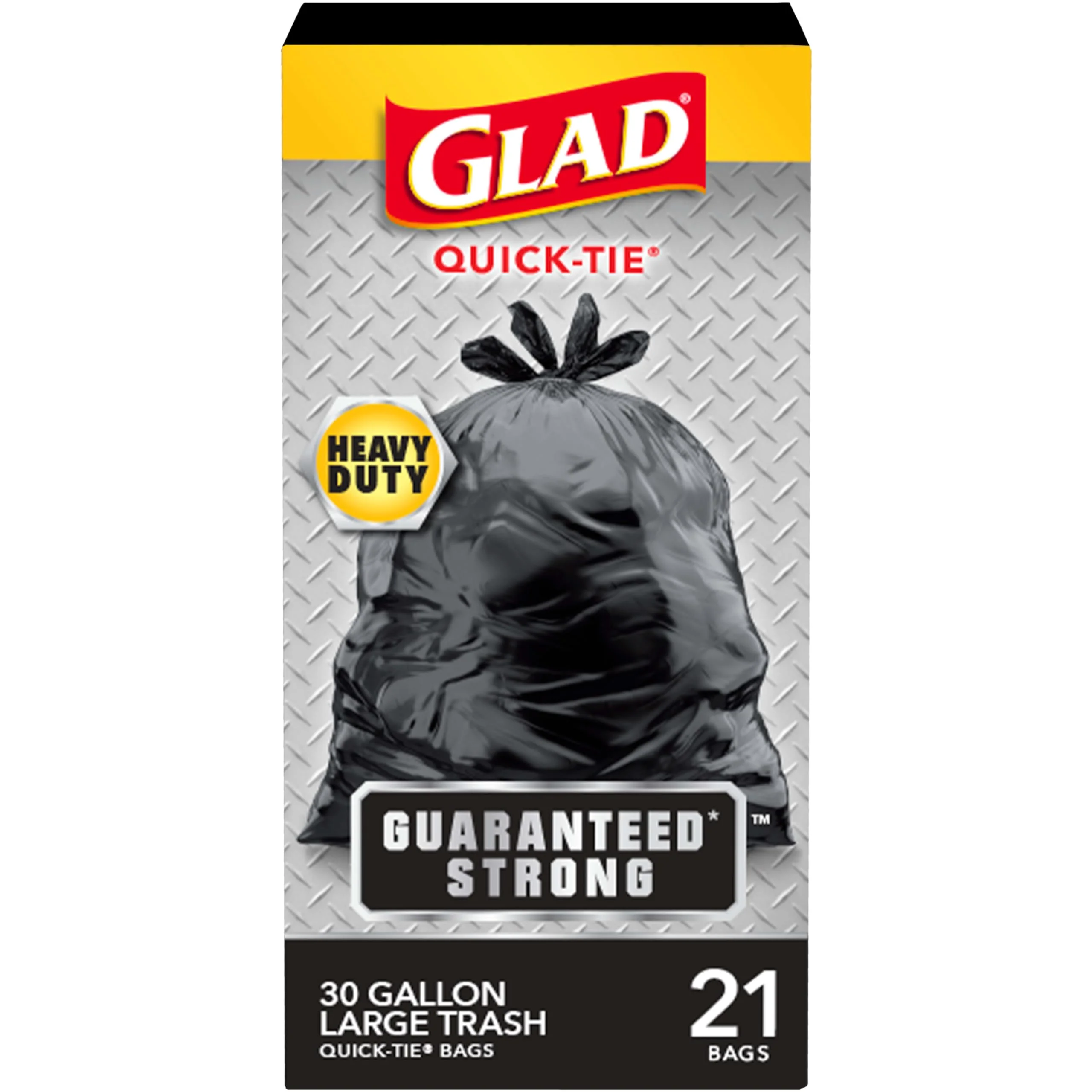 Glad Trash Bags, Strong Quick-Tie Large Garbage Bags - 30 Gallon - 21 Count (Package May Vary)