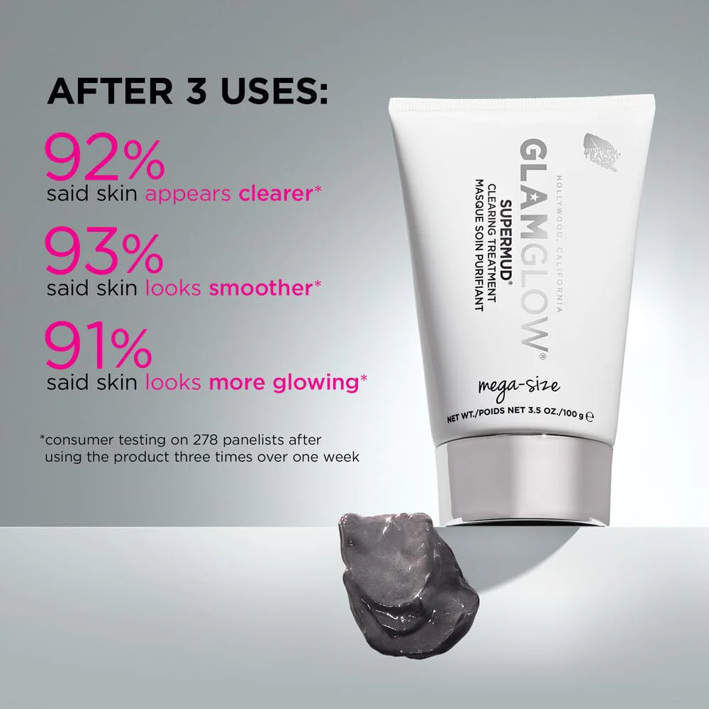 Glamglow SUPERMUD Instant Clearing Treatment Face Mask | Clearing Face Mask For Acne Prone Skin and Oiliness to help Minimize Pores | Activated Charcoal, BHA & AHAs, 3.5 Ounce - Image 5