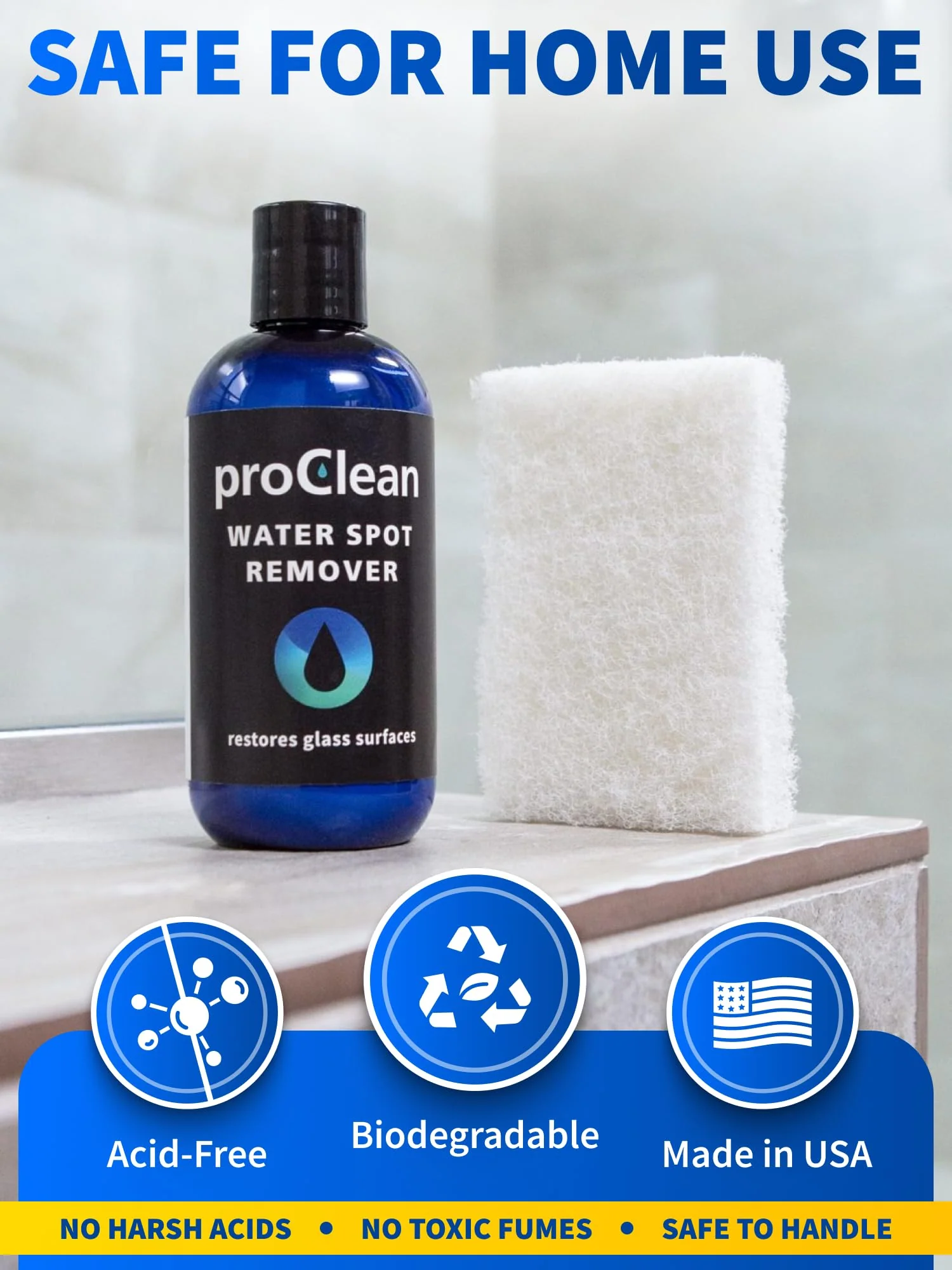 GlasWeld ProClean Hard Water Stain Remover for Glass & Metal – Non-Acid Mineral Deposit & Water Spot Remover for Cars & Shower Glass Cleaner - Removes Hard Spots from Windows – with Applicator Pad - Image 3