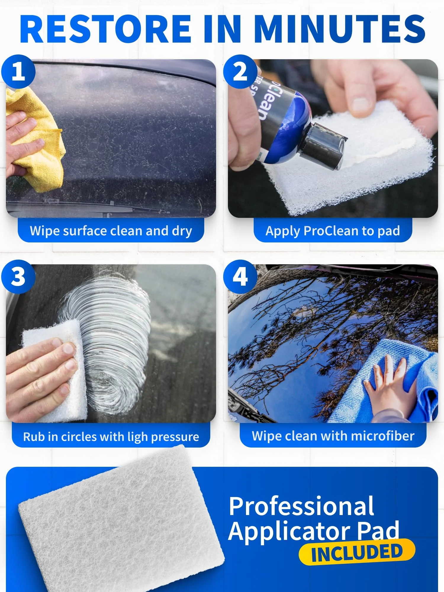GlasWeld ProClean Hard Water Stain Remover for Glass & Metal – Non-Acid Mineral Deposit & Water Spot Remover for Cars & Shower Glass Cleaner - Removes Hard Spots from Windows – with Applicator Pad - Image 8