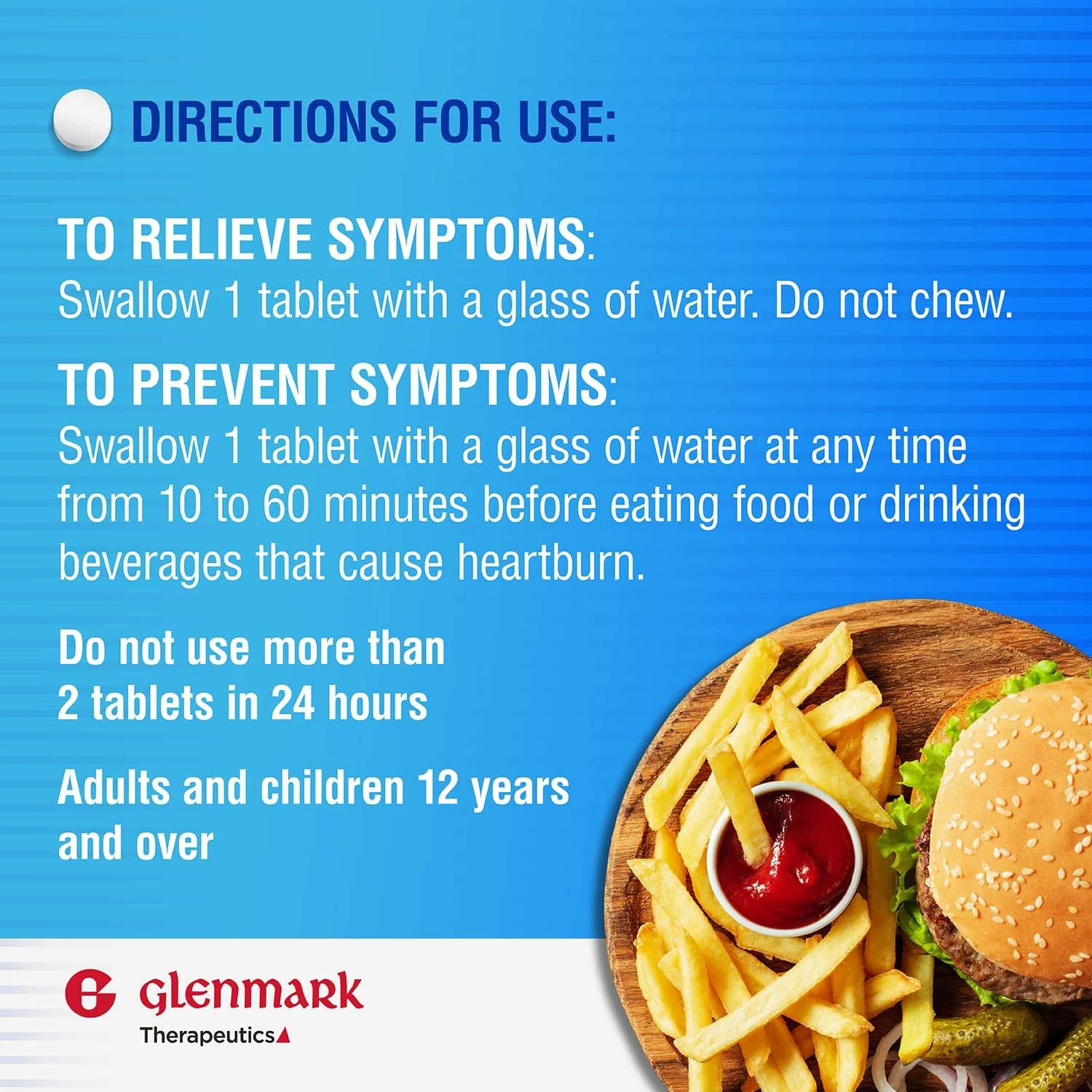 Glenmark Maximum Strength Famotidine Tablets, 20 mg, Acid Reducer for Heartburn Relief, 200 Count - Image 6