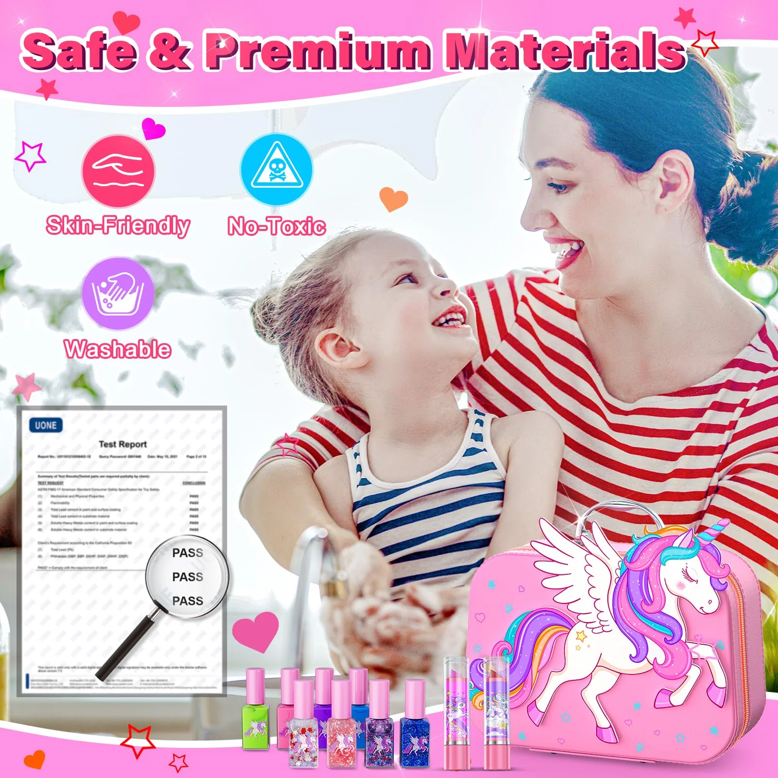 Glisiol Kids Nail Polish Set for Girls Toys, Washable Quick-Dry Toddler Nail Art Kit with Air Cooling Dryer and Cosmetic Case, Christmas or Birthday Gifts for Girls Ages 3 4 5 6 7 9 10 11 12-Pink - Image 5