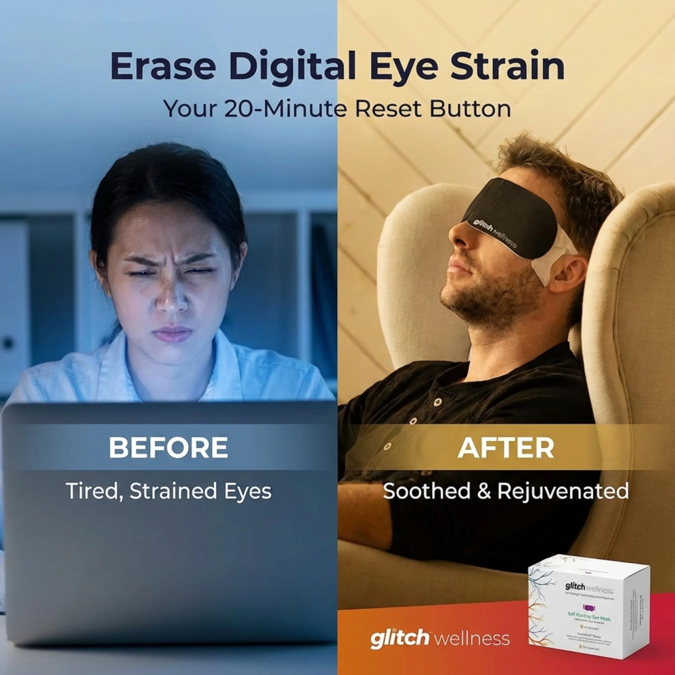 Glitch Self Heating Eye Mask - Steam Eye Mask for Dry Eyes, Soothing Relief, Stress Reduction - Disposable Warm Eye Compress Moist Heat - Image 6