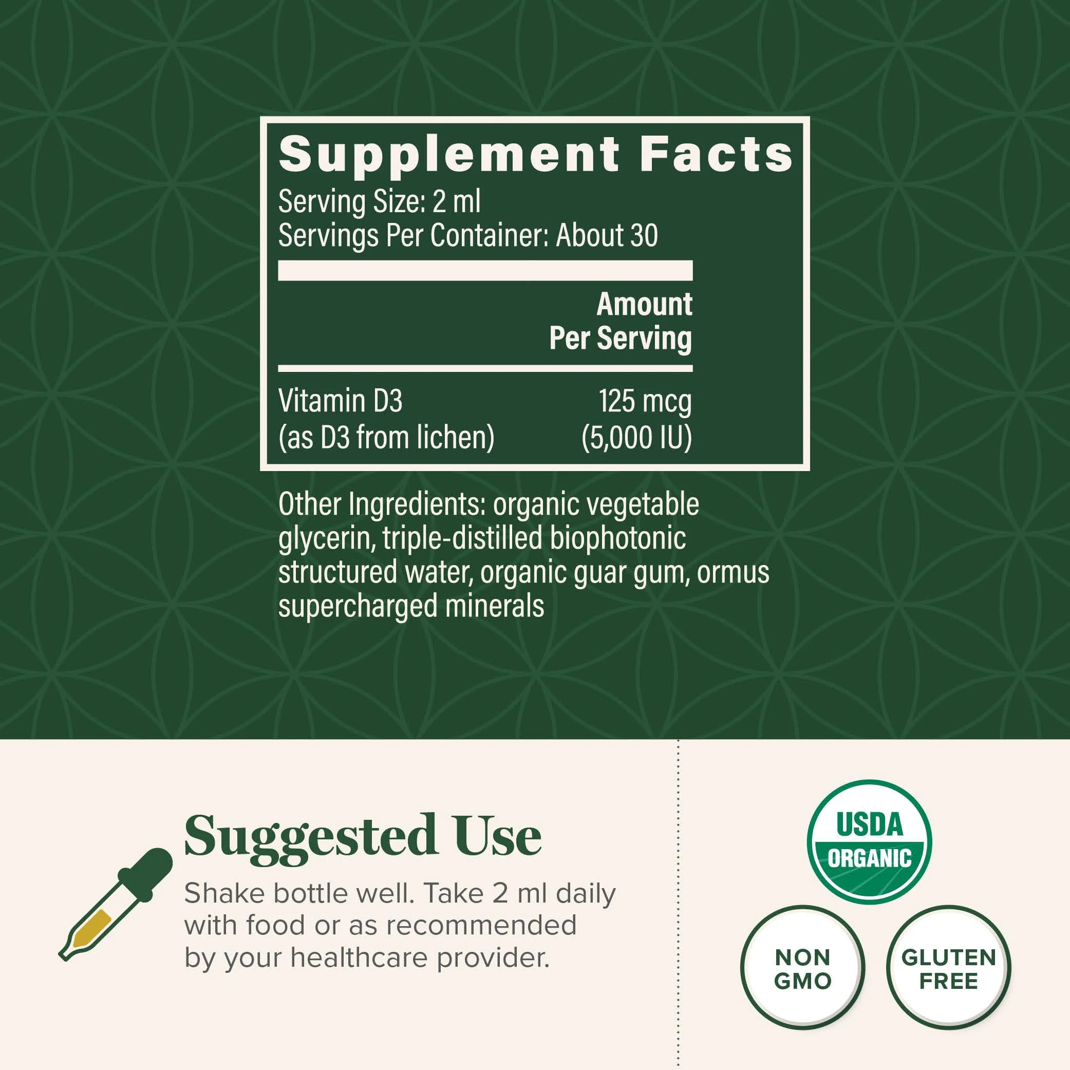 Global Healing Organic Vitamin D3 5000 IU Supplement - Vegan Vitamin D Supplements for Immune Health & Strong Bones Support - Pure D3 Vitamin 5000 IU Ingredients, Vit D3 - 2 Fl Oz - Image 5