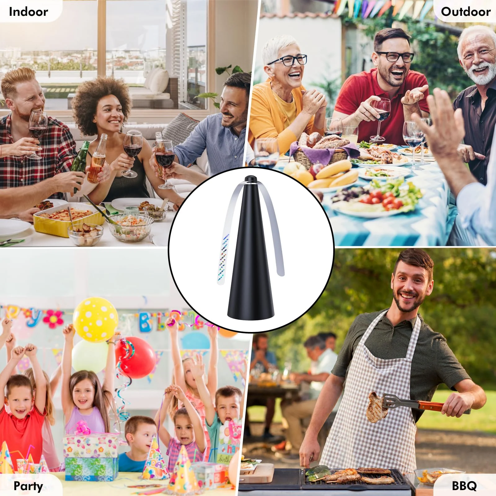 Glovv Fly Fans for Tables, Food Fan to Keep Flies Away, 4 Pack Portable Outdoor Indoor Batteries Powered Picnic Table Top Spinner with Metal Hanger, Bug Repellent for Restaurant, Camping (Black) - Image 7
