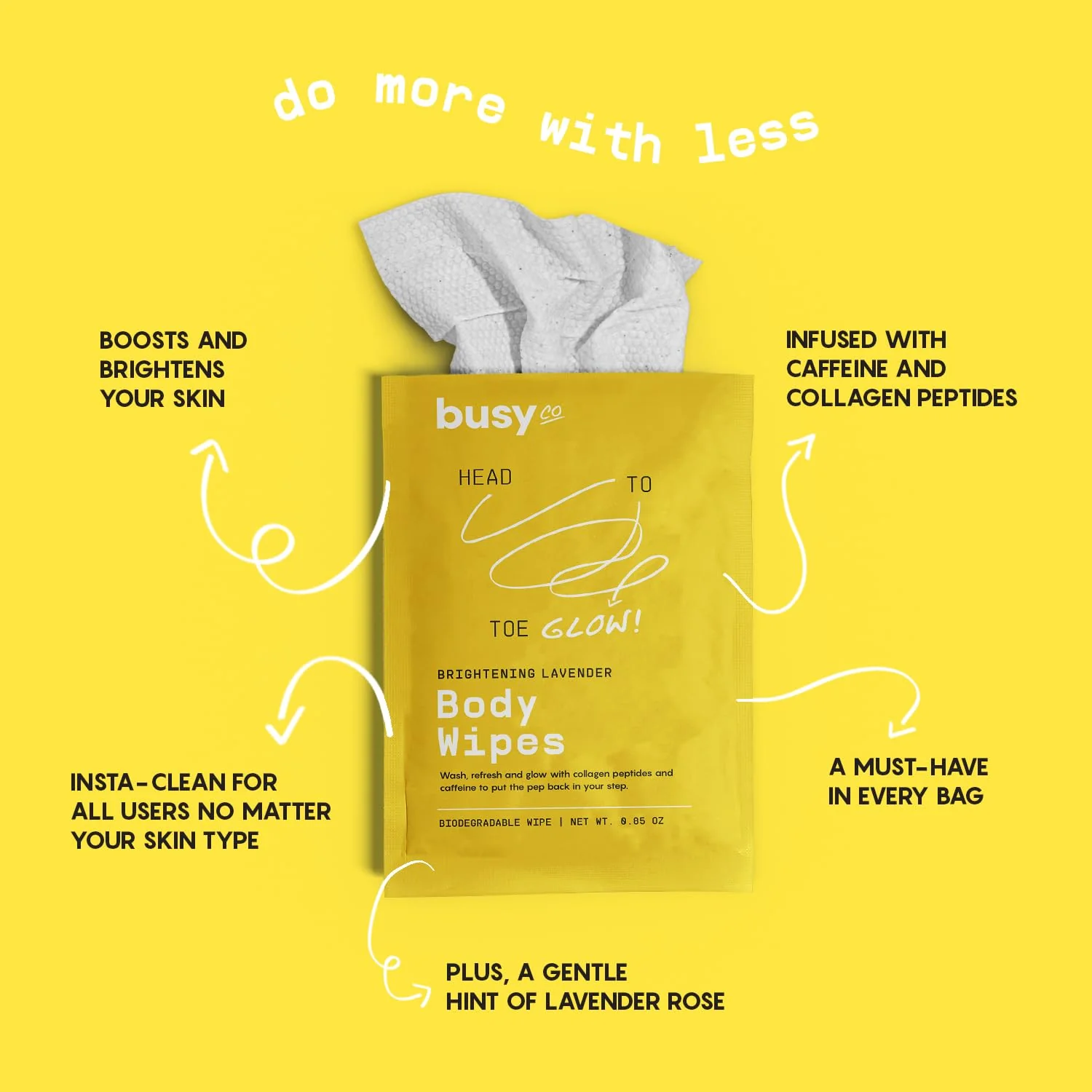 Glow Body Wipes for Women - Cleansing Large Wash Cloth - Extra Thick & Moist - Armpit Sweat Cloths for Body Odor - No Rinse, No Shower - Lavender Rose - Caffeine & Collagen Peptide - Image 5