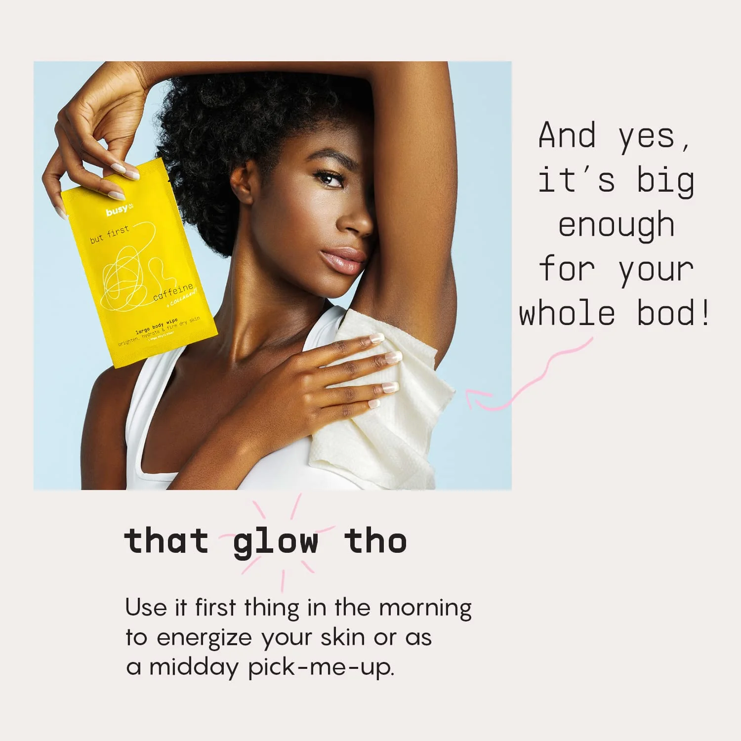Glow Body Wipes for Women - Cleansing Large Wash Cloth - Extra Thick & Moist - Armpit Sweat Cloths for Body Odor - No Rinse, No Shower - Lavender Rose - Caffeine & Collagen Peptide - Image 6