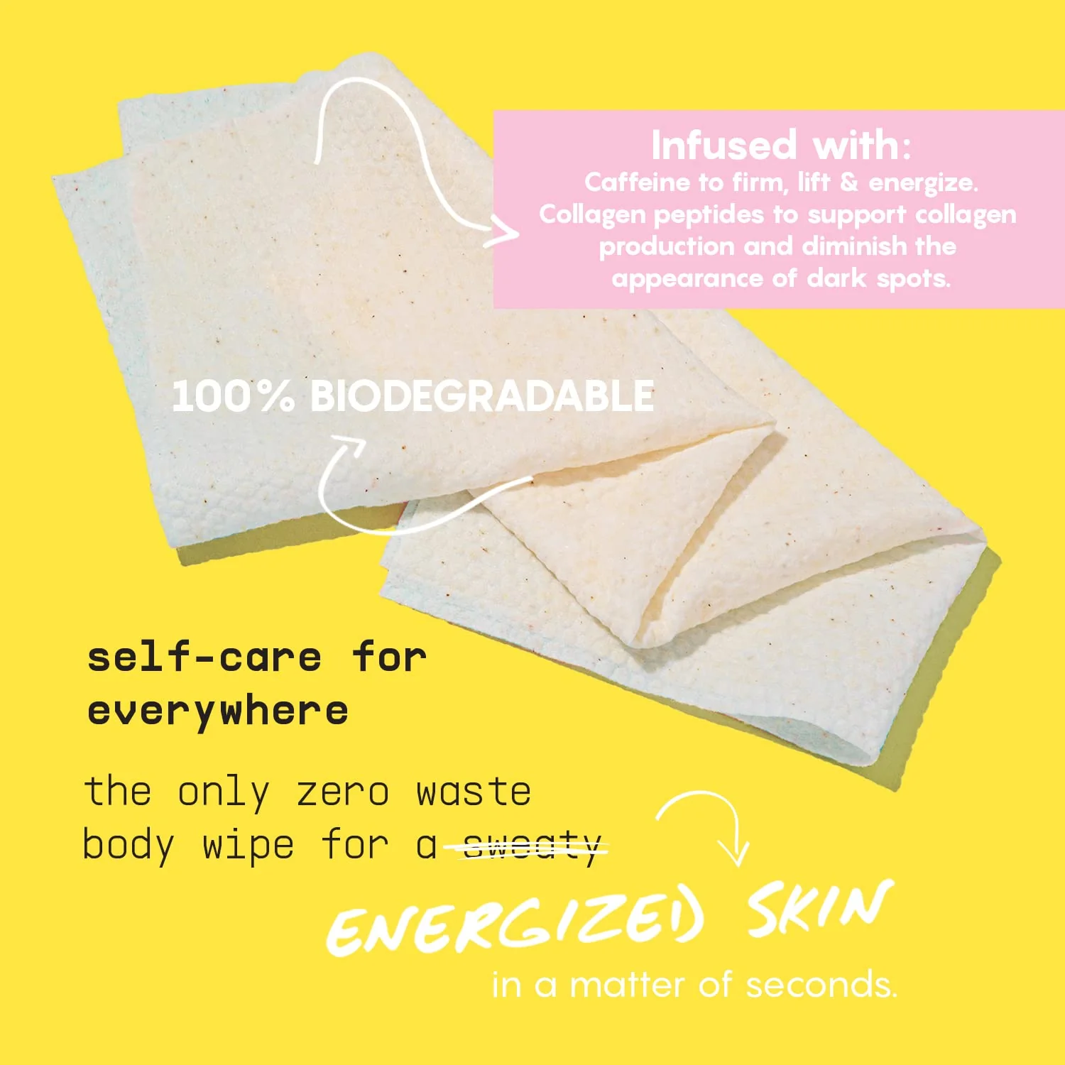 Glow Body Wipes for Women - Cleansing Large Wash Cloth - Extra Thick & Moist - Armpit Sweat Cloths for Body Odor - No Rinse, No Shower - Lavender Rose - Caffeine & Collagen Peptide - Image 7