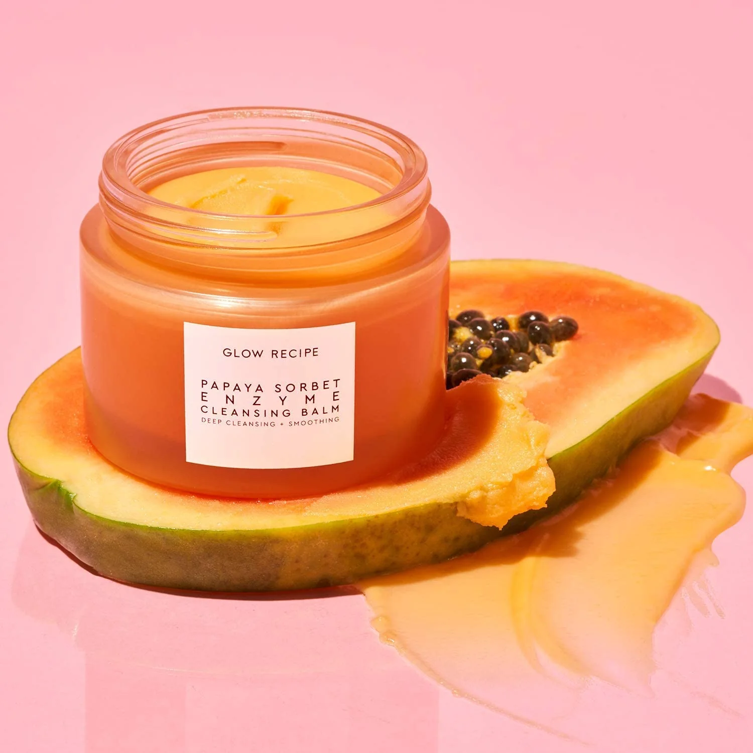 Glow Recipe Papaya Enzyme Cleansing Balm, Korean Double Cleanse First Cleanser, Makeup Remover + Cleansing Oil Balm, Gentle Exfoliating Face Cleanser, Hydrating (3.38 oz) - Image 2