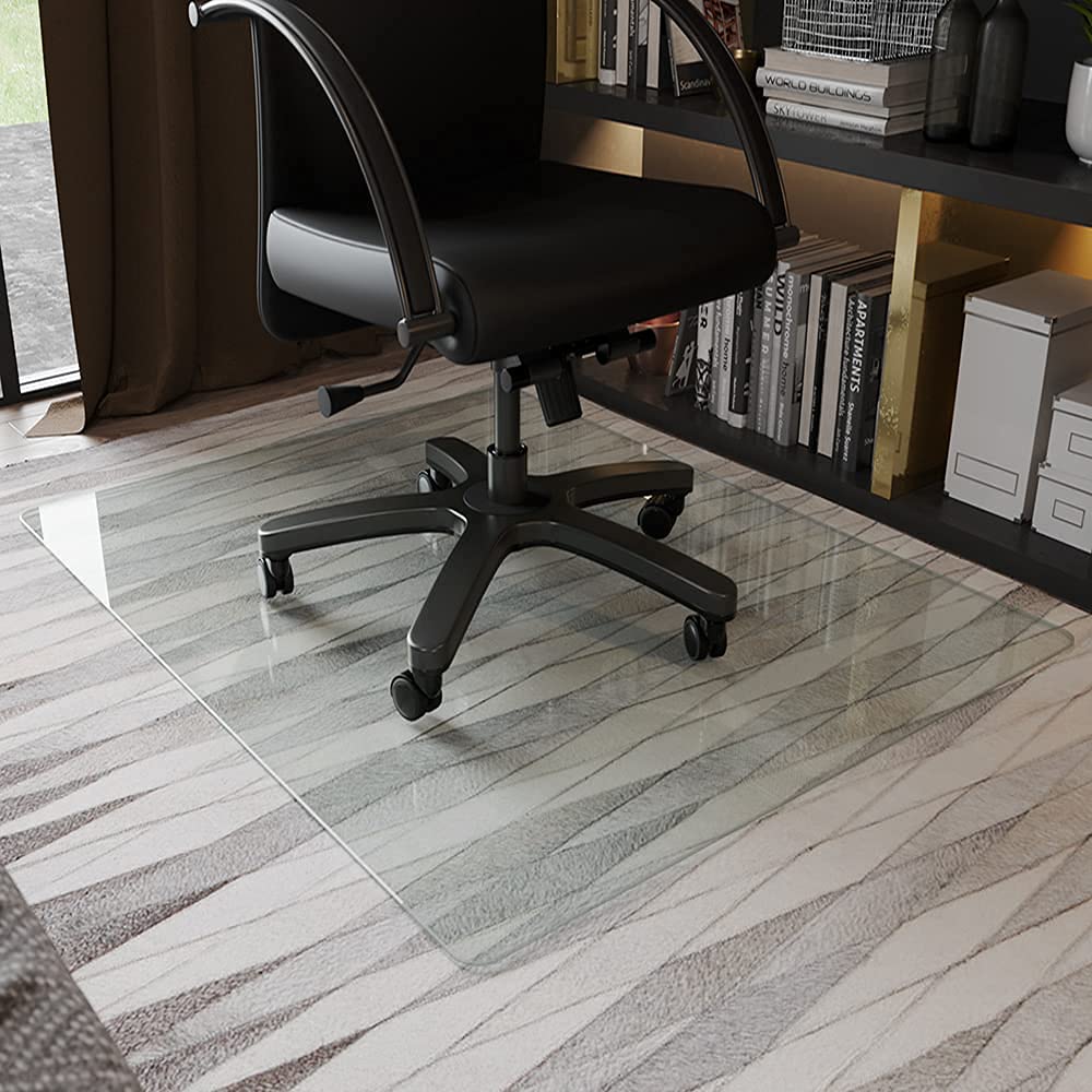 GLSLAND Office Chair Mat for Carpet - 36" x 46" Tempered Glass Floor Mat - for Office Chair on Carpet - 1/6" Thick Clear Computer Floor Mat with 4 Anti-Slip Pads - Image 6