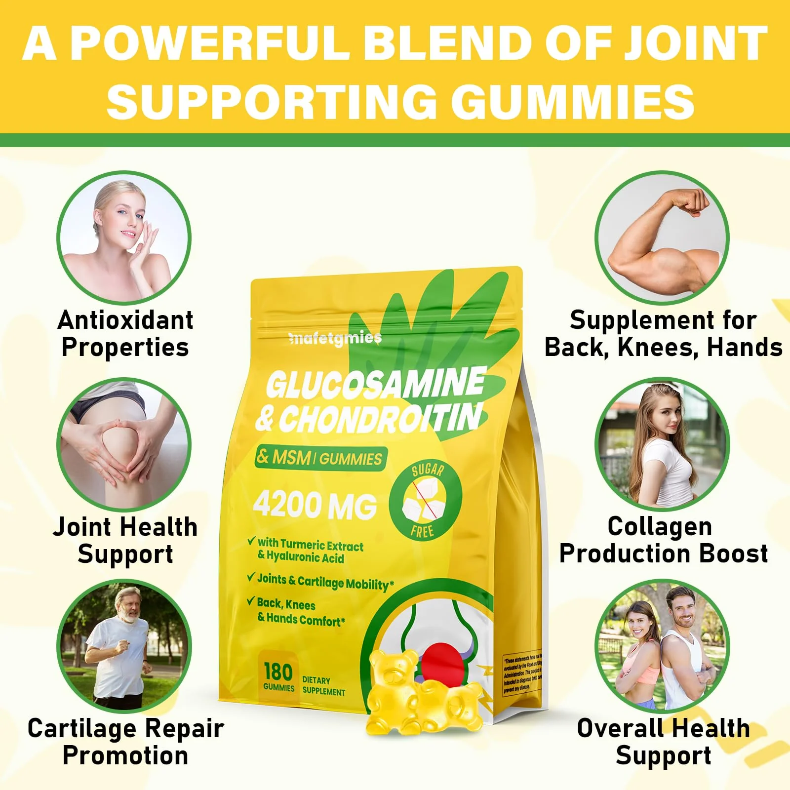 Glucosamine Chondroitin Gummies, 4200mg Extra Strength Joint Supplements Glucosamine Chondroitin with MSM & Elderberry for Joint Health, Flexibility, Immune Support for Adults, Men & Women, 180 Count - Image 4