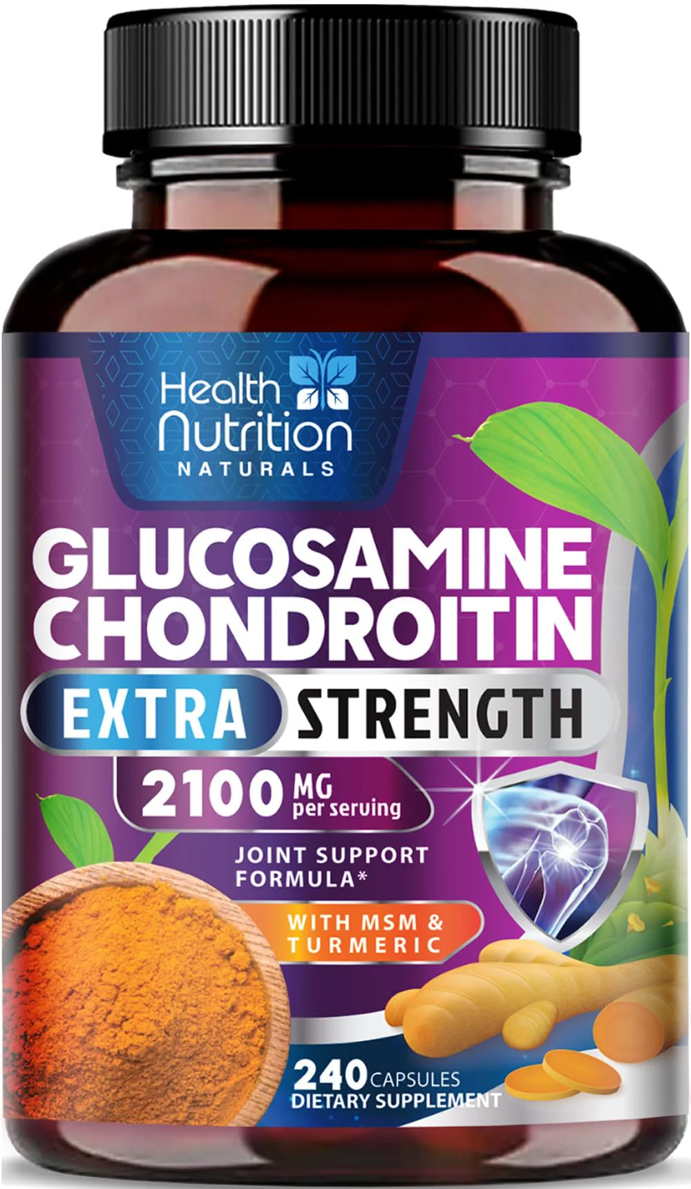 Glucosamine Chondroitin MSM Complex - 3X Strength Joint Support Supplement with Glucosamine Sulfate, Turmeric, Boswellia - For Cartilage, Mobility & Flexibility - Bottled in USA, 240 Capsules
