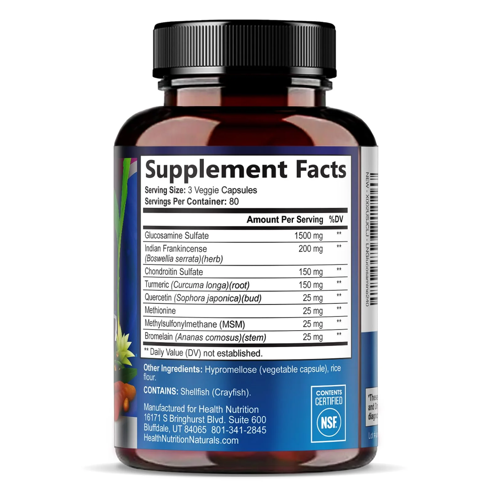 Glucosamine Chondroitin MSM Complex - 3X Strength Joint Support Supplement with Glucosamine Sulfate, Turmeric, Boswellia - For Cartilage, Mobility & Flexibility - Bottled in USA, 240 Capsules - Image 2