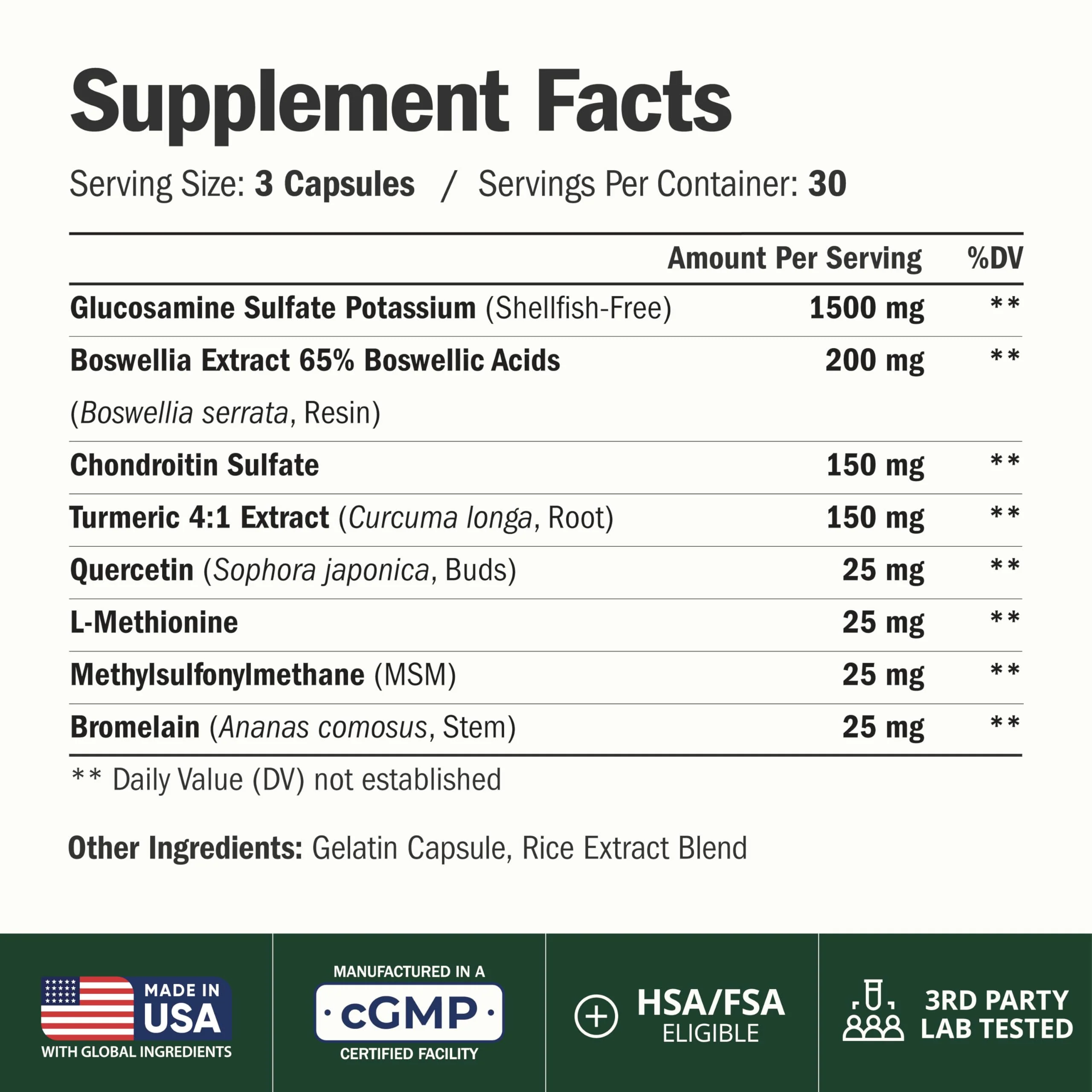 Glucosamine Chondroitin MSM – Joint Support Supplement for Women and Men with Glucosamine Sulfate 1500 mg, Chondroitin and MSM – for Cartilage, Joint Health and Flexibility – 2 Pack - Image 3