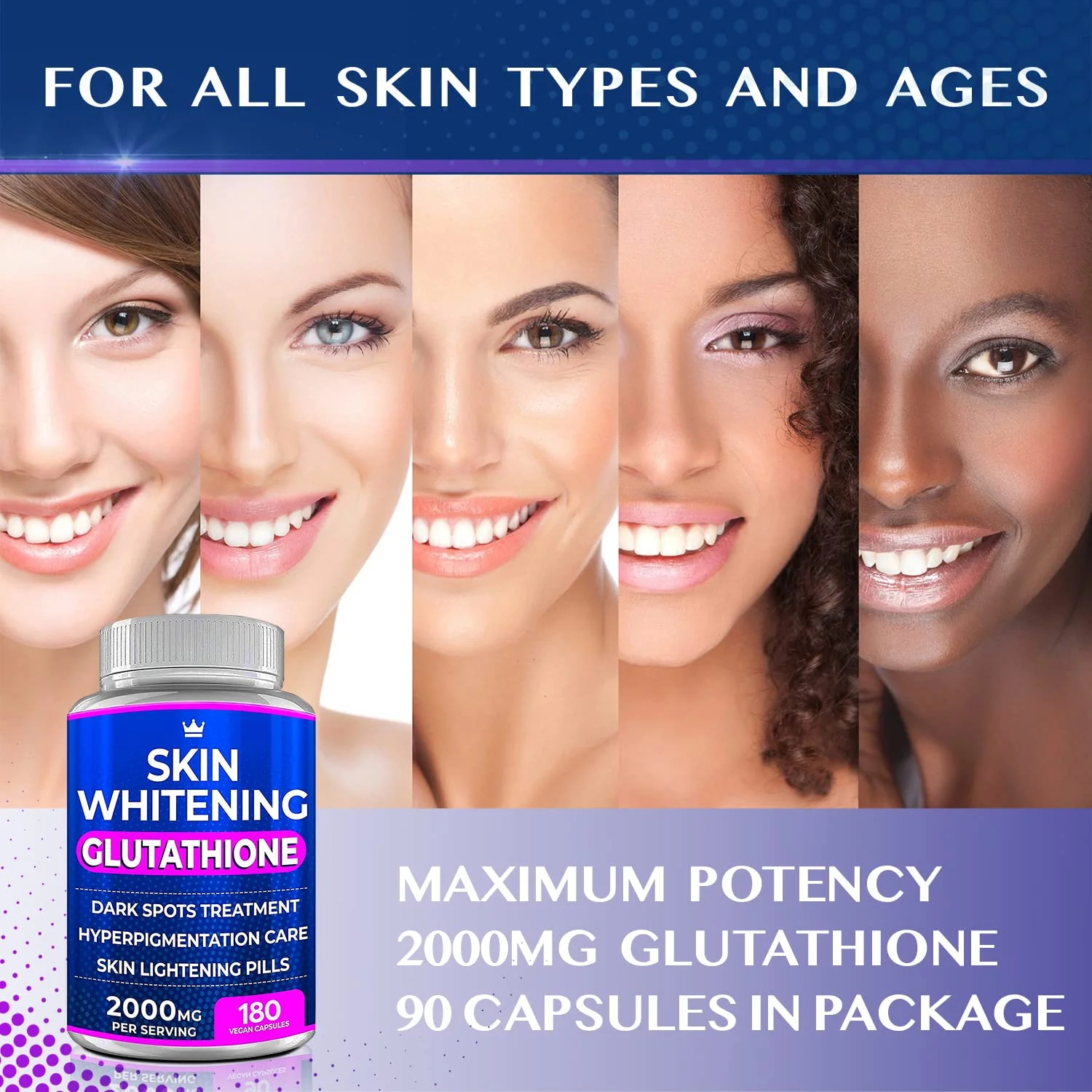 Glutathione Whitening Pills - 180 Capsules 2000mg Glutathione - Effective Skin Lightening Supplement - Dark Spots, Melasma & Acne Scar Remover, Hyperpigmentation Treatment - Anti-Aging Antioxidant - Image 4
