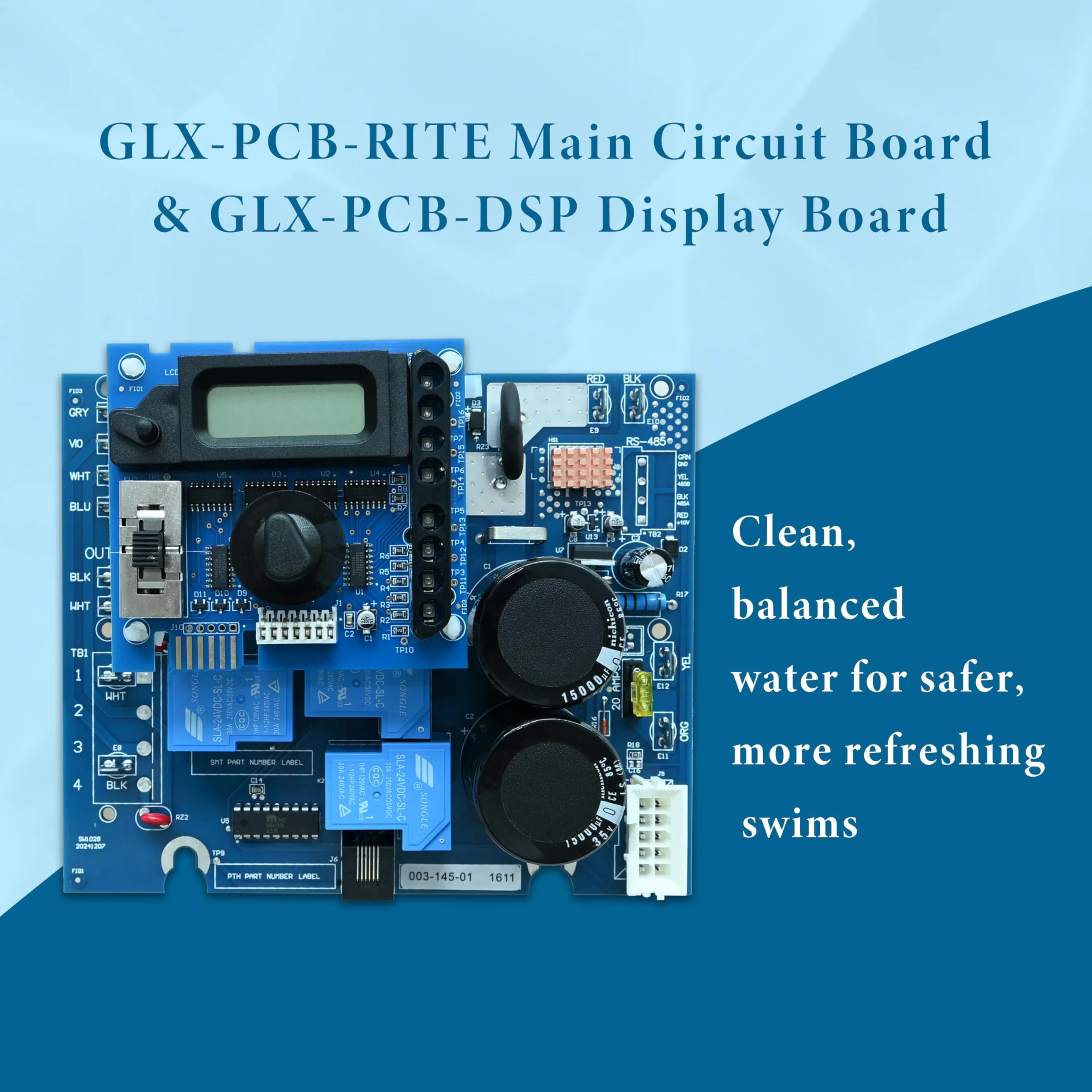 GLX-PCB-RITE Main Circuit Board & GLX-PCB-DSP Display Board,Fits The Hayward/Goldline Aqua Rite Saltwater Chlorinator,for Pool Chlorinators Replacement,Hayward aquarite Circuit Board - Image 5