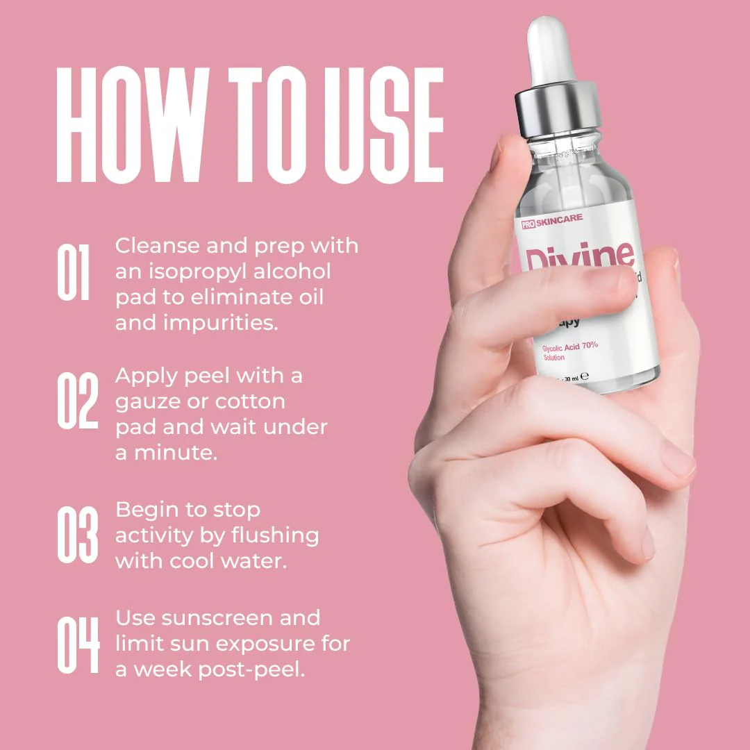 Glycolic Acid Peel 70% Professional Chemical Peel for Face at Home - Intense Alpha Hydroxy Acid Skin Peel For Acne Scars, Collagen Boost, Wrinkles, Fine Lines - Liquid Exfoliant for Face Peel Mask - Image 3