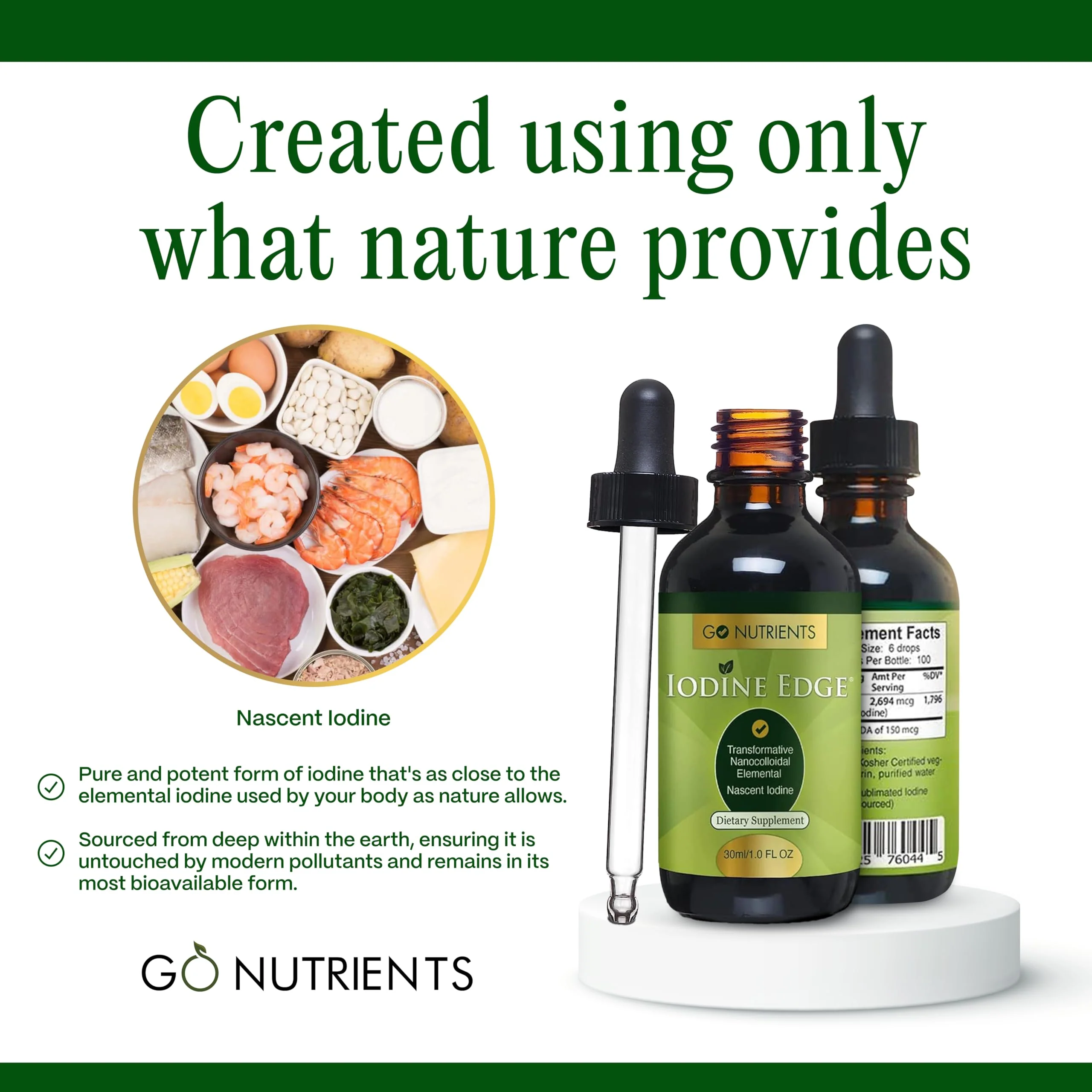 Go Nutrients Iodine Edge – Organic Nascent Iodine Liquid Supplement for Thyroid Support, Energy, Immune & Cognitive Health – High Absorption Drops - Natural Tincture for Women & Men – 1 oz - Image 5