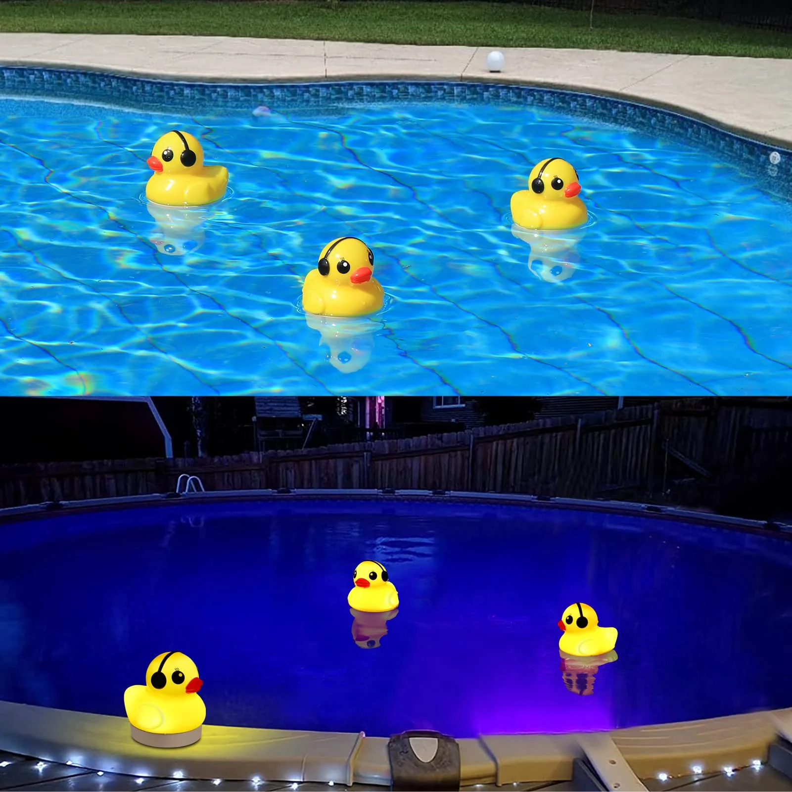 Goallim Solar Floating Pool Lights, 3" Duck Floating Pool Lights Solar Powered, IP68 Waterproof Glow in the Dark Pools Light that Float for Patio, Pond, Spa, Hot tub, Garden Party Decor - 4PCS - Image 6