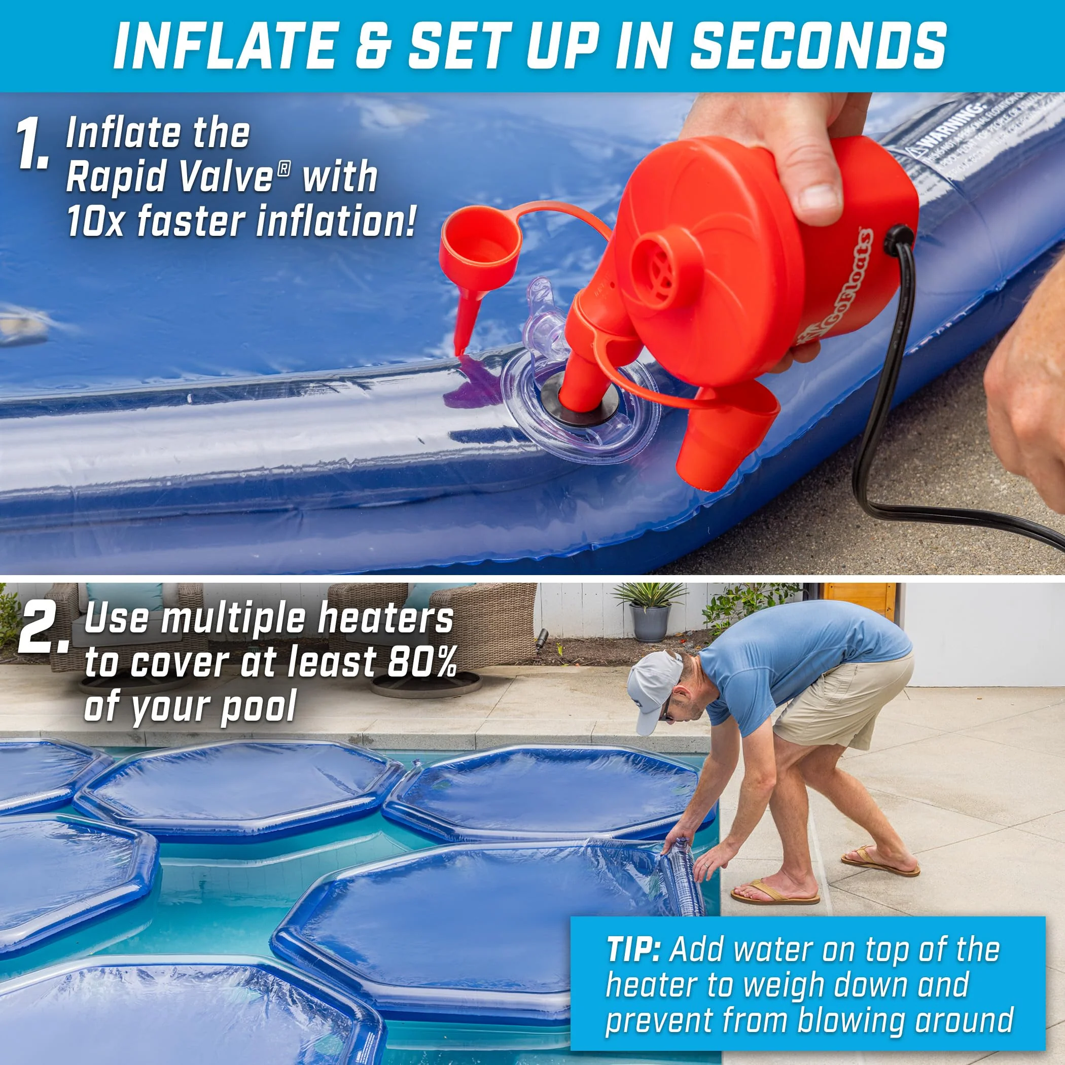 GoFloats V2 Inflatable Solar Pool Heaters for Affordable Pool Heating and Insulation - 3 Pack - Image 4