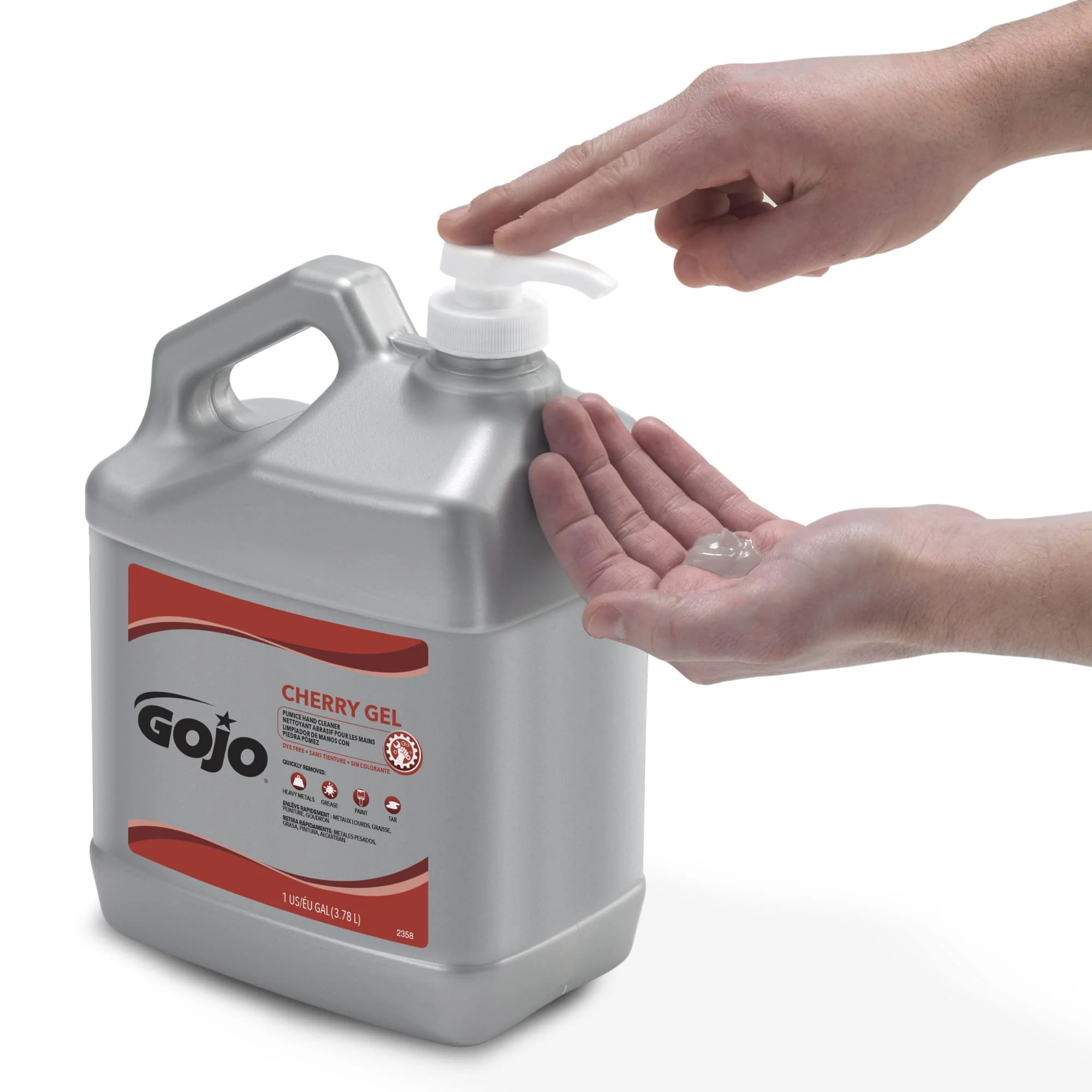 GOJO Cherry Gel Pumice Hand Cleaner Cherry Fragrance, 1 Gallon Hand Cleaner with Pumice in Pump Bottle (Pack of 1) - 2358-02 - Image 5