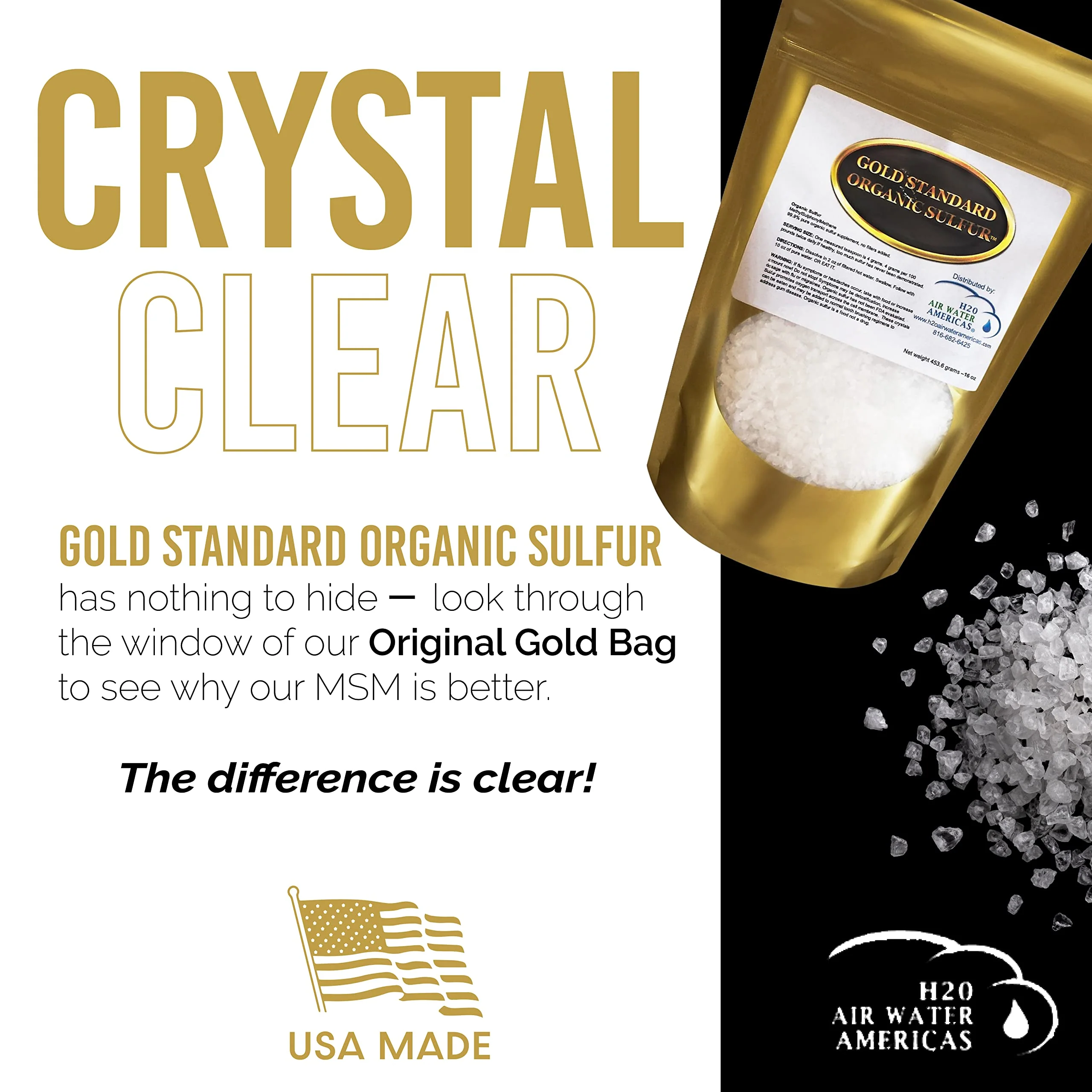 Gold Standard Organic Sulfur Crystals 2lb - 99.9% Pure MSM Crystals - High-Purity MSM Supplement Powder - Large Granular Flakes - 3rd Party Tested for Purity - Image 2