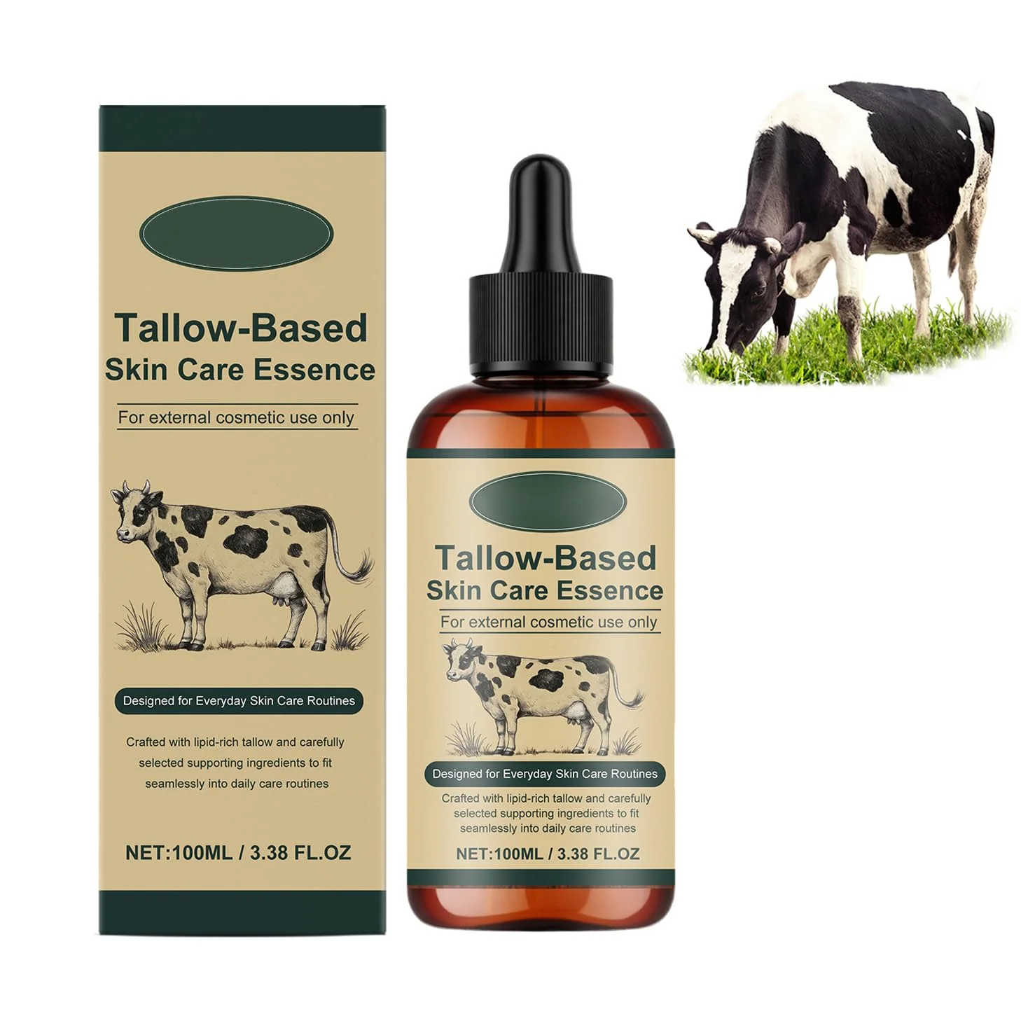 Golden Micro Peptide Tallow Serum,Anti-Aging Essence,Daily Skin Conditioning & Moisture Support,Healthy-Looking Glow,100 mL / 3.38 fl oz(New Upgrade)