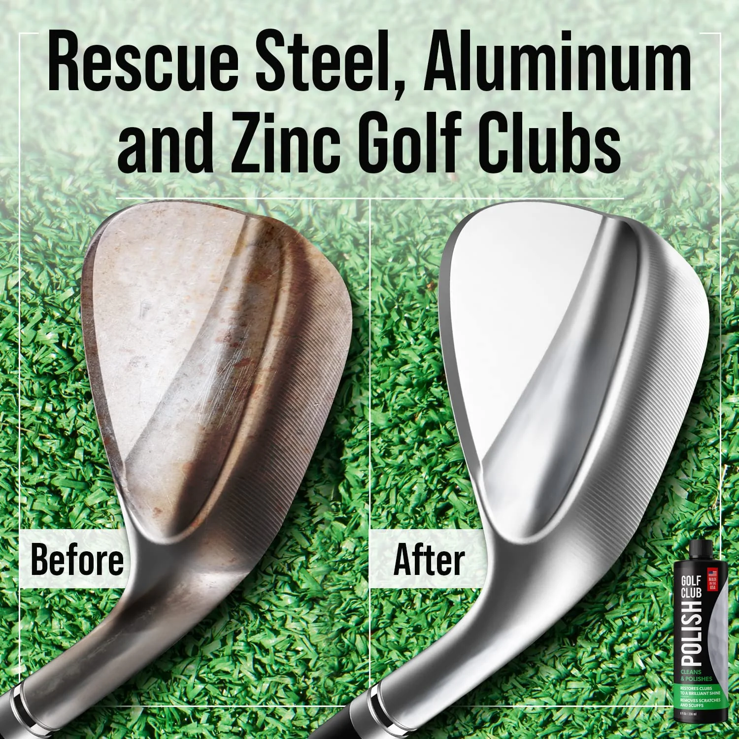 Golf Club Polish & Rust Remover – Made in USA – Instant Golf Club Cleaner & Scratch Remover Cream – 8 oz Golf Club Polish Compound, Groove Cleaner & Golf Club Polishing Kit – Shine, Protect & Restore - Image 4