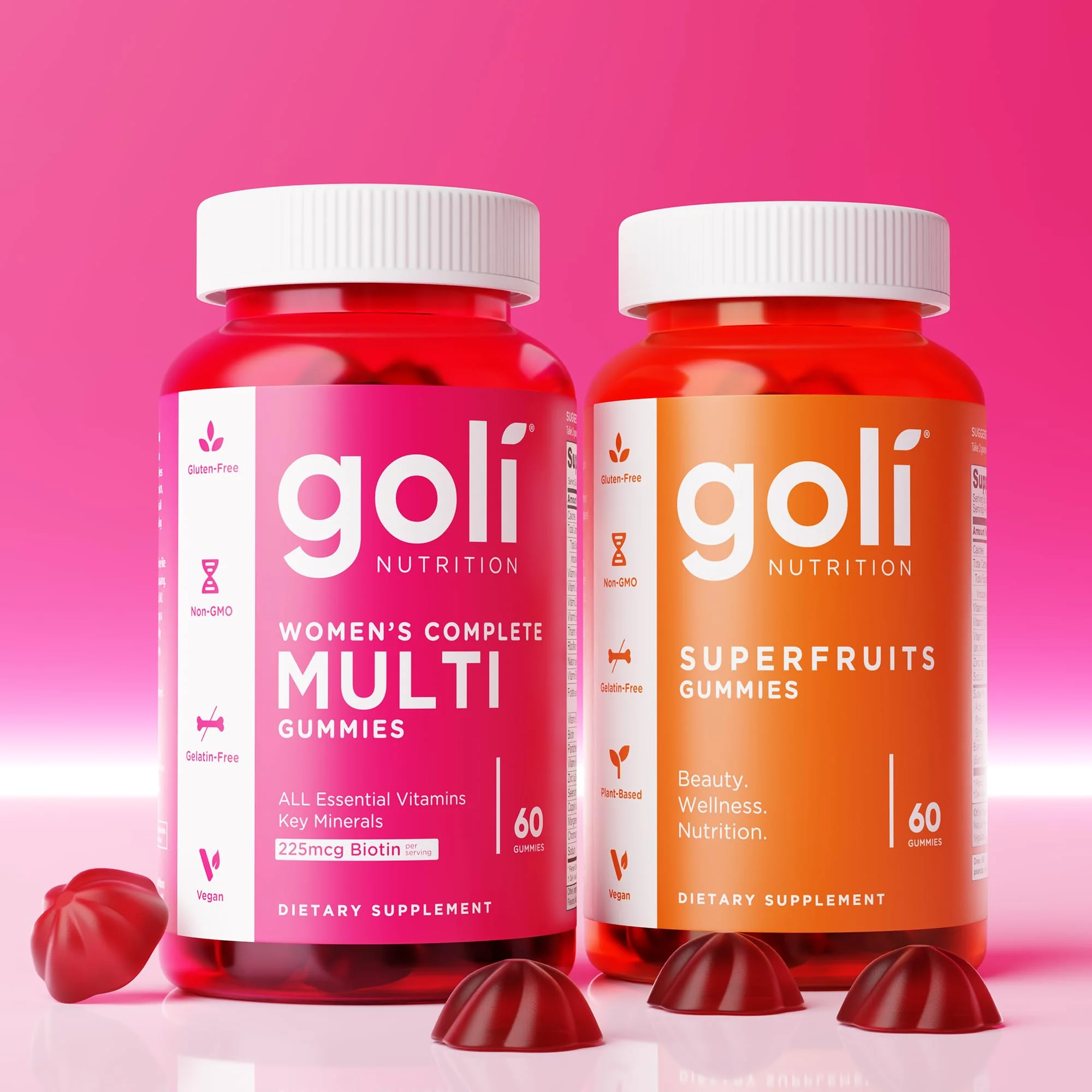 Goli Superfruits Beauty Gummies with Bamboo Silica - Vitamins A, C, E, Zinc - Collagen Support with Superfruit Blend - Vegan, Non-GMO, Gluten-Free - 60 Count (Pack of 3) - Image 3