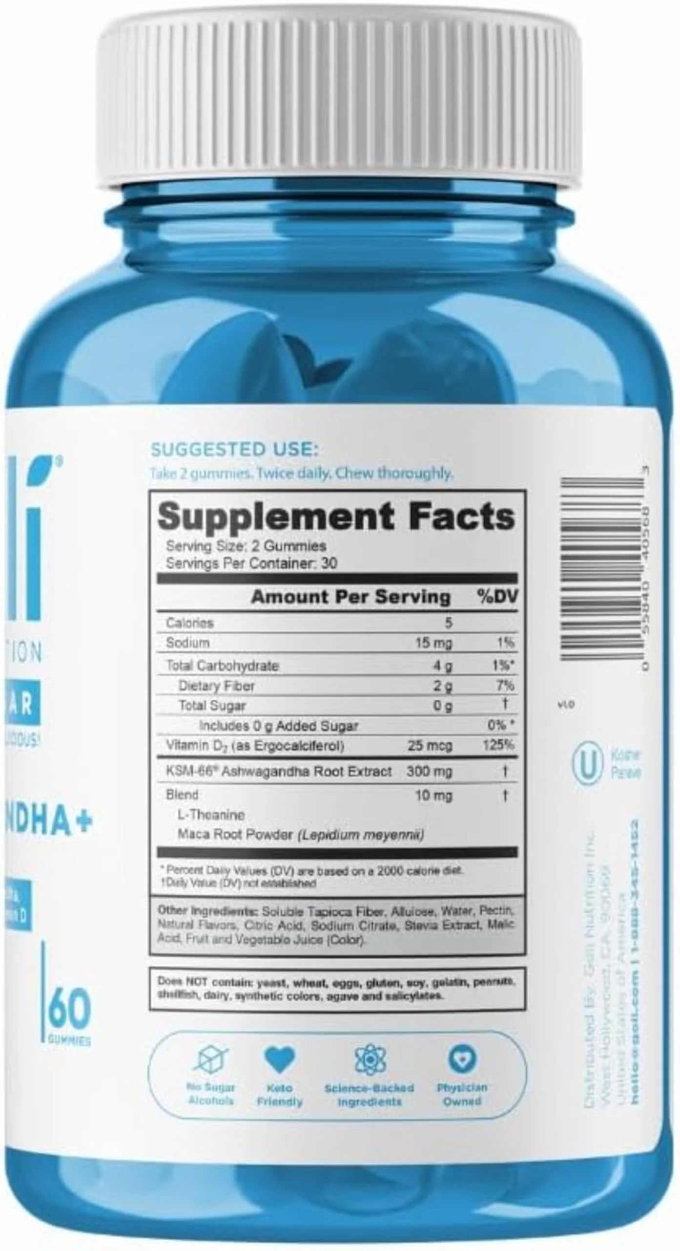 Goli Zero Sugar Ashwagandha & Vitamin D, Maca, L-Theanine Gummies, No Artificial Sweeteners, No Sugar Alcohols. Mixed Berry, KSM-66, Vegan, Plant Based, Non-GMO, Gluten-Free & Gelatin Free. (3) - Image 5