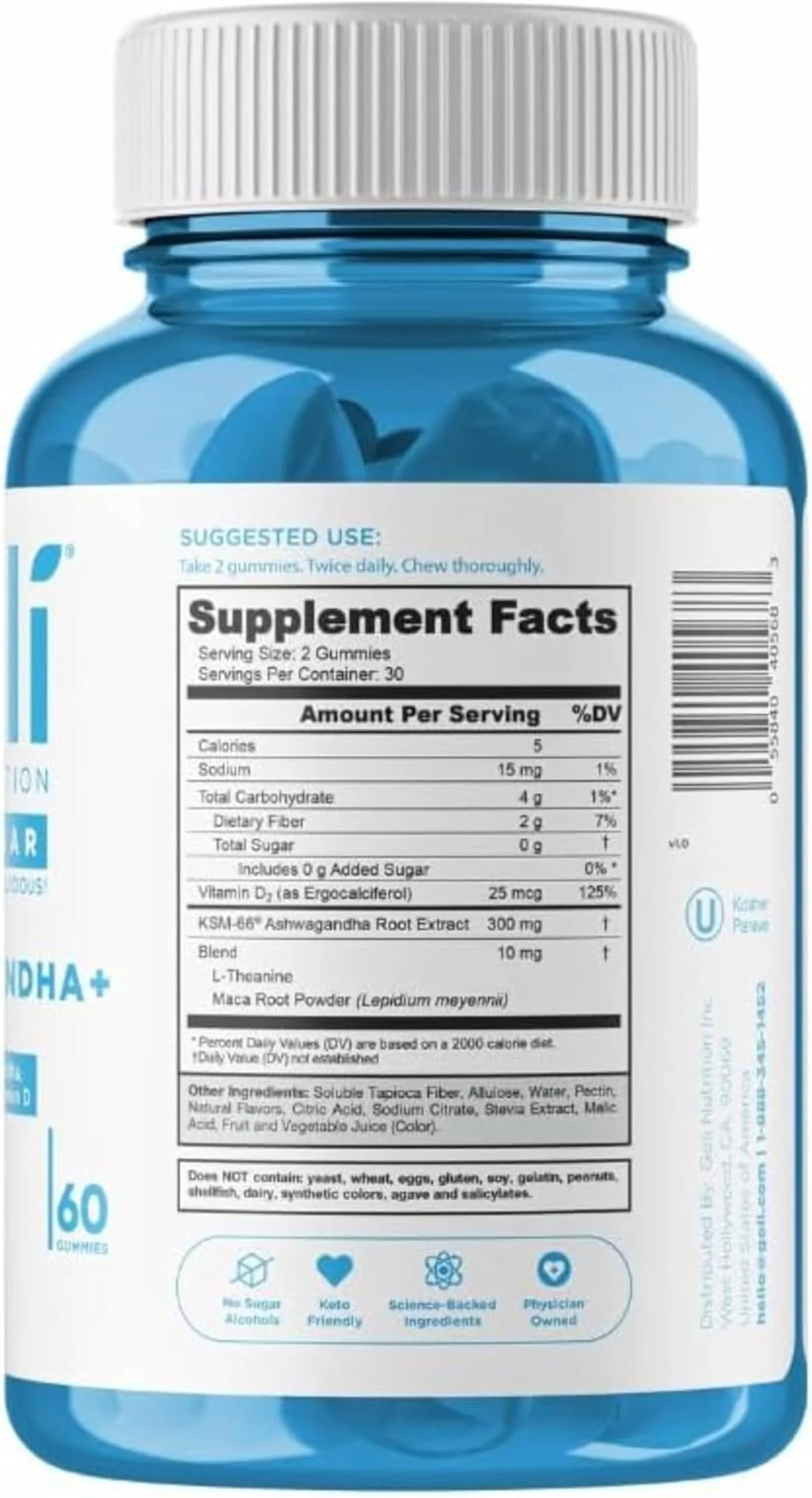 Goli Zero Sugar Ashwagandha & Vitamin D, Maca, L-Theanine Gummies, No Artificial Sweeteners, No Sugar Alcohols. Mixed Berry, KSM-66, Vegan, Plant Based, Non-GMO, Gluten-Free & Gelatin Free. (3) - Image 7