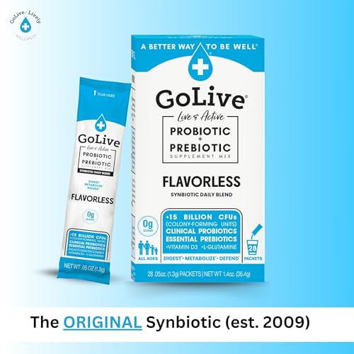 GoLive Prebiotic & Probiotic for Women, Men, Kids. Flavor-Free, Sugar-Free, Synbiotic Powder w/ GOS, L-Glutamine, Vitamin D3, Electrolytes. For Gut Health, Digestion, Metabolism, Immunity 15-50B CFUs. - Image 7