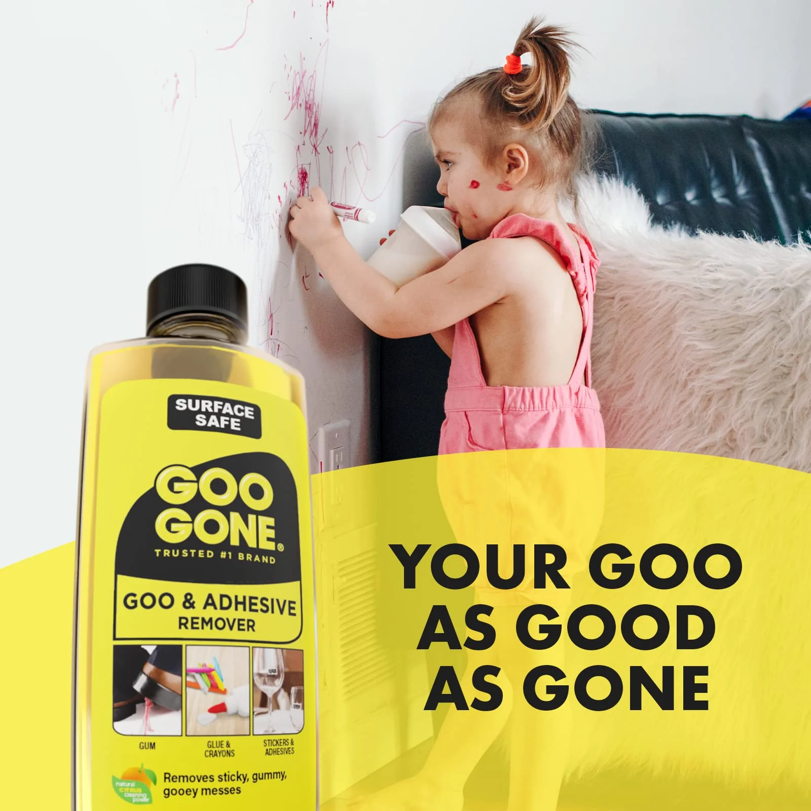 Goo Gone Adhesive Remover - 2 Pack - 8 Ounce - Surface Safe Adhesive Remover Safely Removes Stickers Labels Decals Residue Tape Chewing Gum Grease Tar Crayon Glue - Image 3