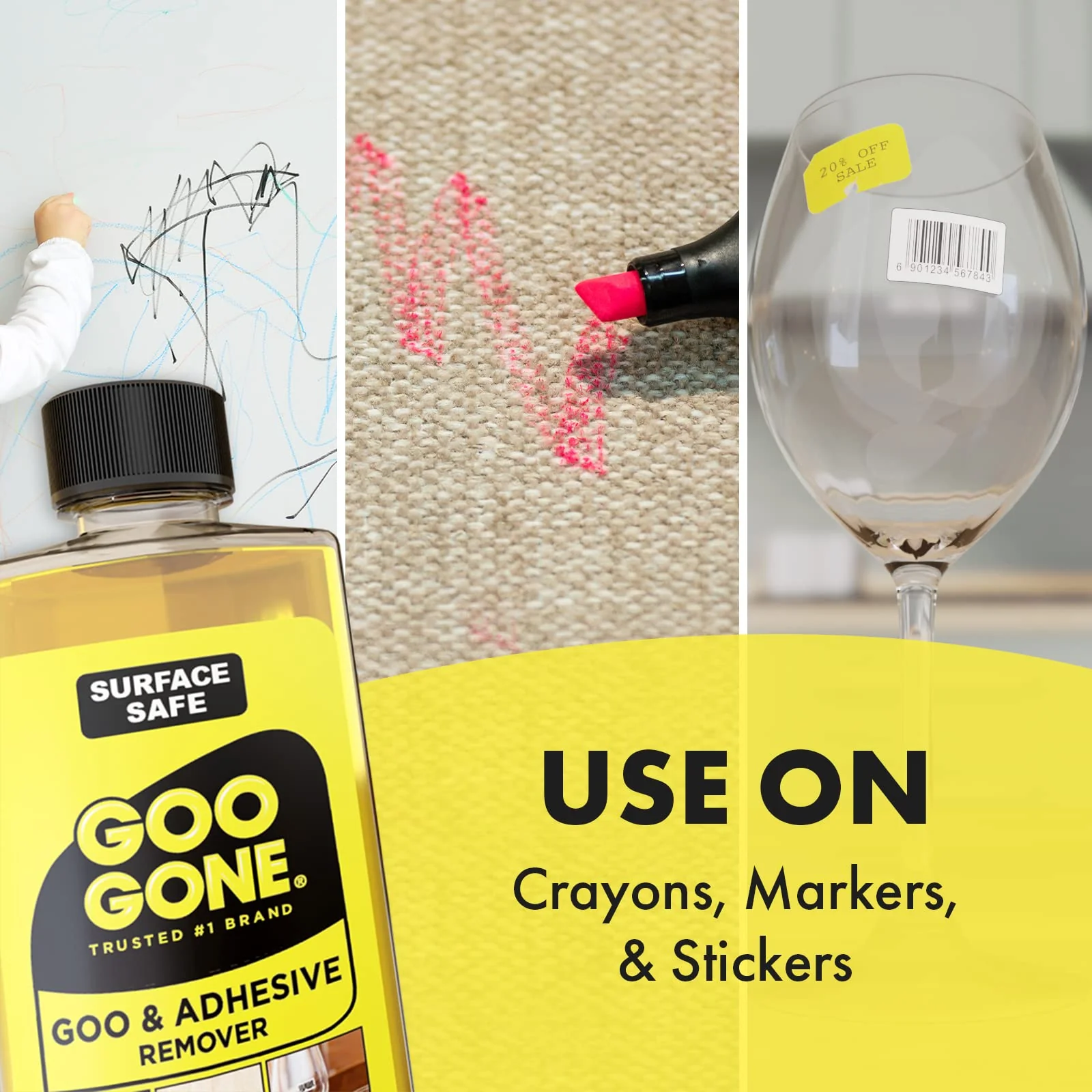 Goo Gone Adhesive Remover - 2 Pack - 8 Ounce - Surface Safe Adhesive Remover Safely Removes Stickers Labels Decals Residue Tape Chewing Gum Grease Tar Crayon Glue - Image 6