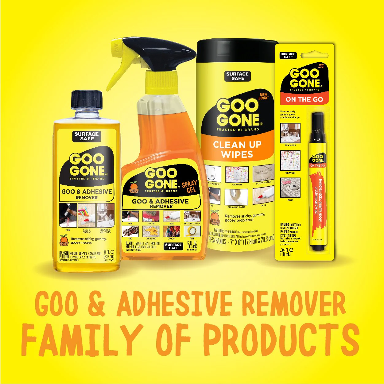 Goo Gone Spray Adhesive Remover Gel, 6 Pack, Removes Glue, Stickers, Tape Residue, Grease, Gum & Wax, Adhesive Spray with Citrus Cleaning Power for Hard Surfaces, Carpets & Fabrics - Image 4