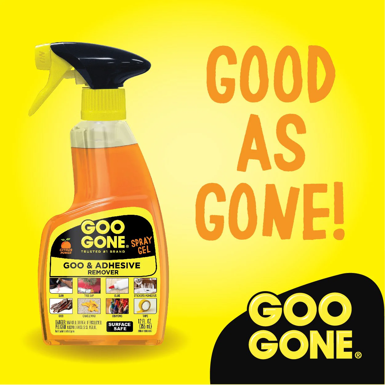Goo Gone Spray Adhesive Remover Gel, 6 Pack, Removes Glue, Stickers, Tape Residue, Grease, Gum & Wax, Adhesive Spray with Citrus Cleaning Power for Hard Surfaces, Carpets & Fabrics - Image 6