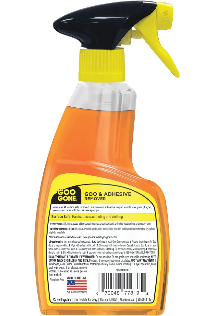 Goo Gone Spray Adhesive Remover Gel, 6 Pack, Removes Glue, Stickers, Tape Residue, Grease, Gum & Wax, Adhesive Spray with Citrus Cleaning Power for Hard Surfaces, Carpets & Fabrics - Image 9