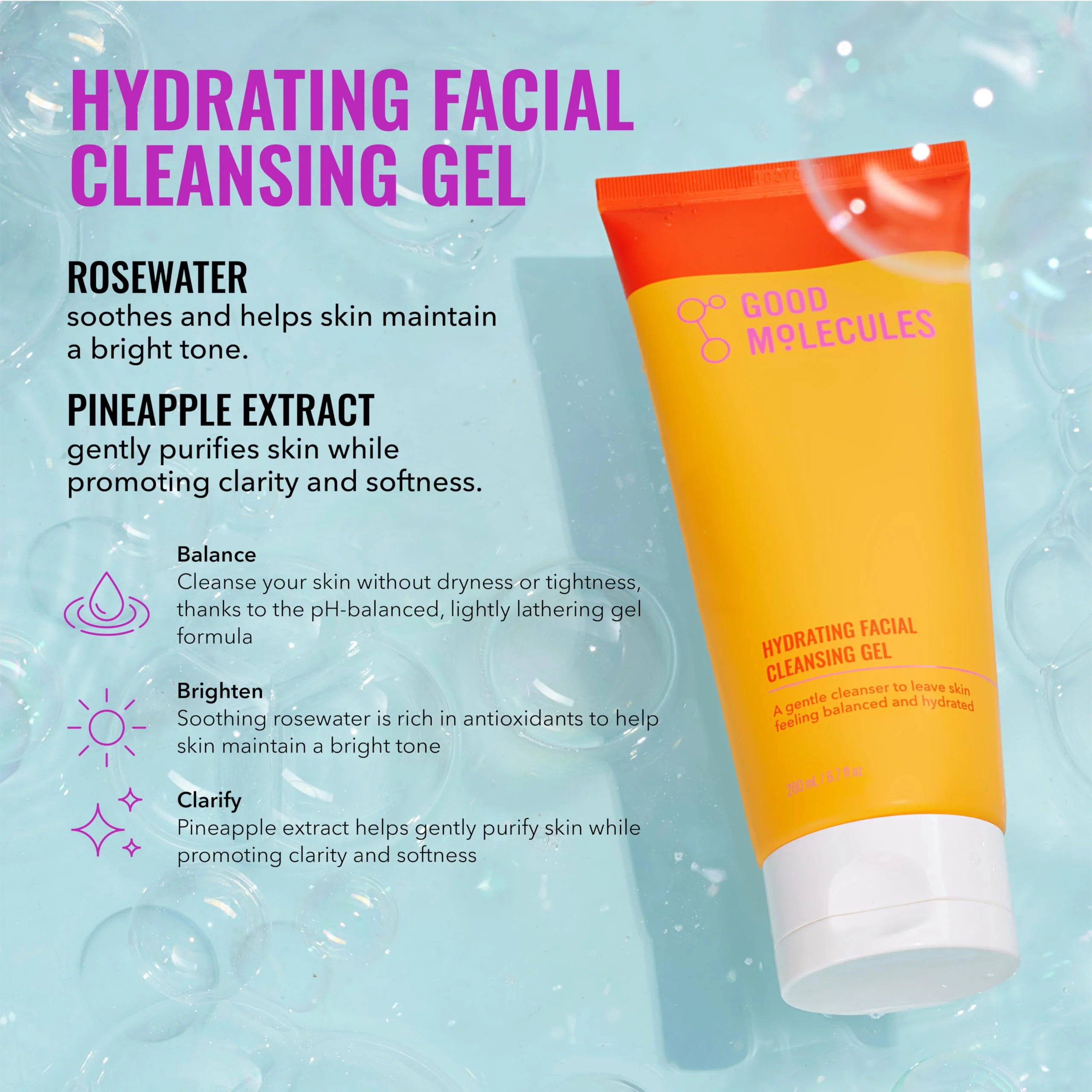 Good Molecules Daily Skincare Routine Set with Hydrating Cleanser, Niacinamide Toner, Hyaluronic Acid Serum, Moisturizer, Eye Gel, 5 Pieces - Image 7