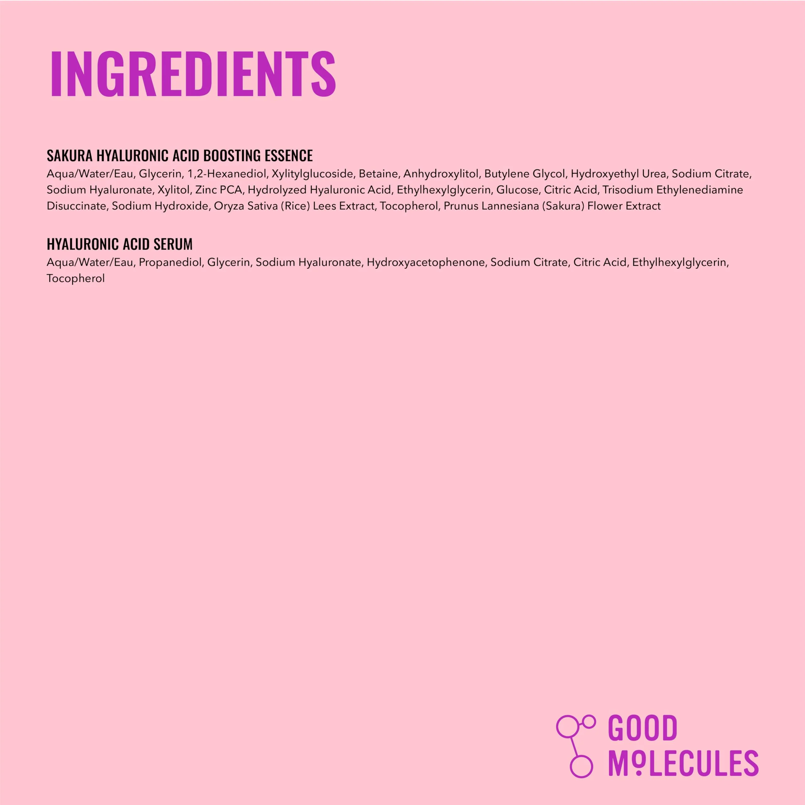 Good Molecules Hyaluronic Acid Serum and Sakura Essence Duo, Hydrating Skincare Set, 30ml Serum with 100ml Boosting Essence, All Skin Types - Image 2