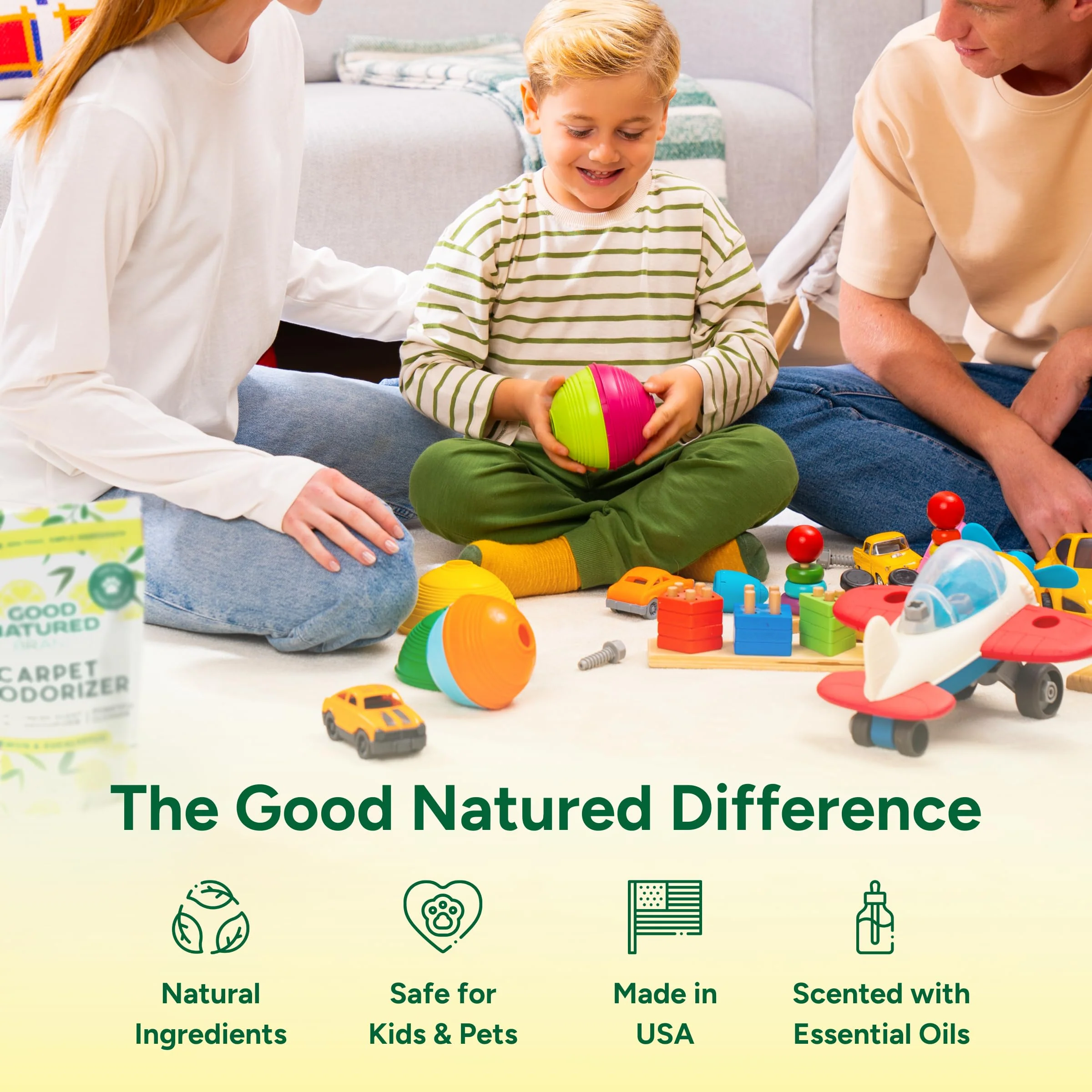 Good Natured Brand | Carpet Deodorizer & Freshener Powder | 47 oz Pet Odor Eliminator for Strong Odor & Pet Urine | Fresh Natural Lemon & Eucalyptus Scent | Safe for Homes with Pets - Image 7