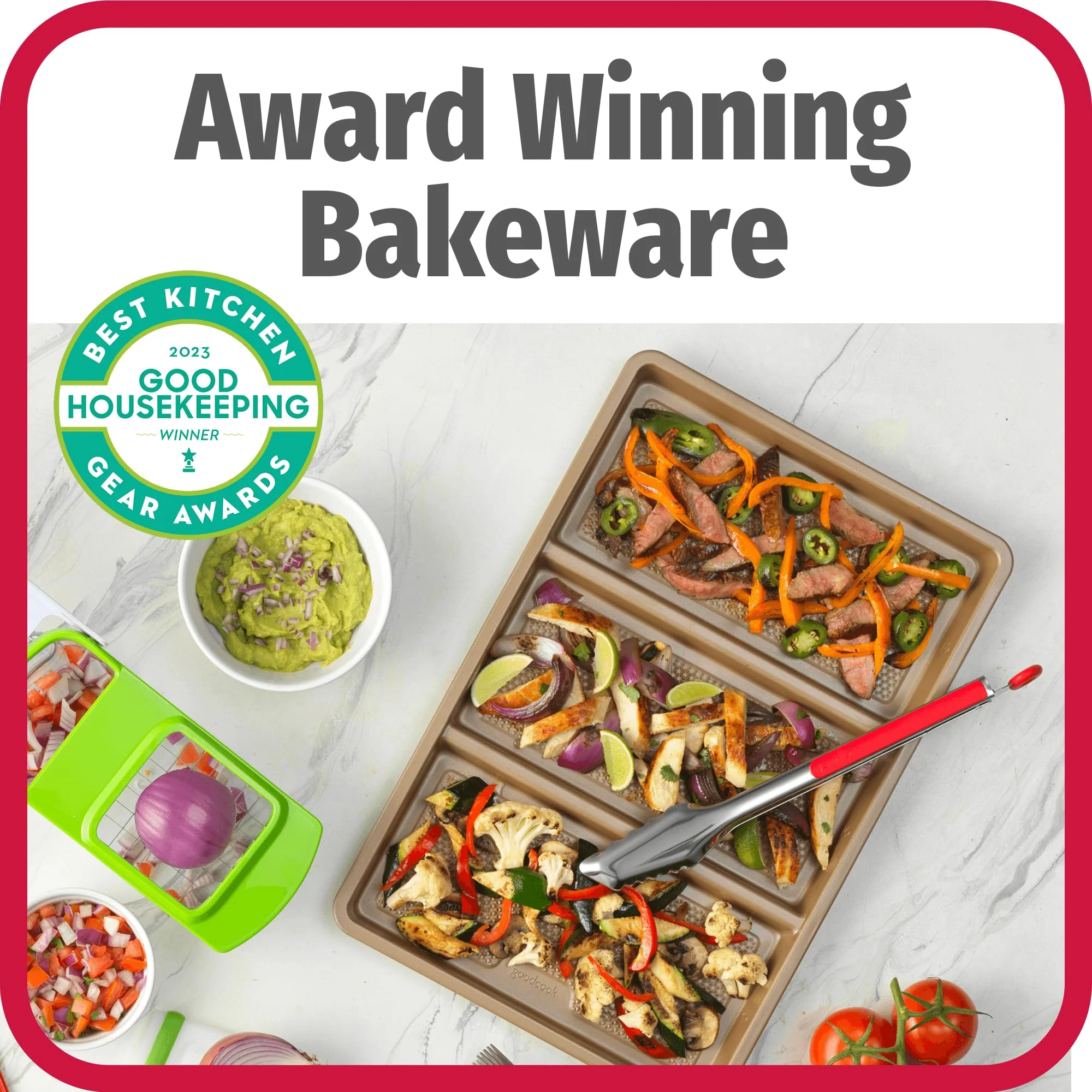 GoodCook 11” x 17” Non-Stick Divided Sheet Pan – 3-in-1 Textured Cooking Pan, Baking Dish, Scratch-Resistant Carbon Steel Oven Pan for Meal Prepping & Sheet Pan Dinners - Image 3